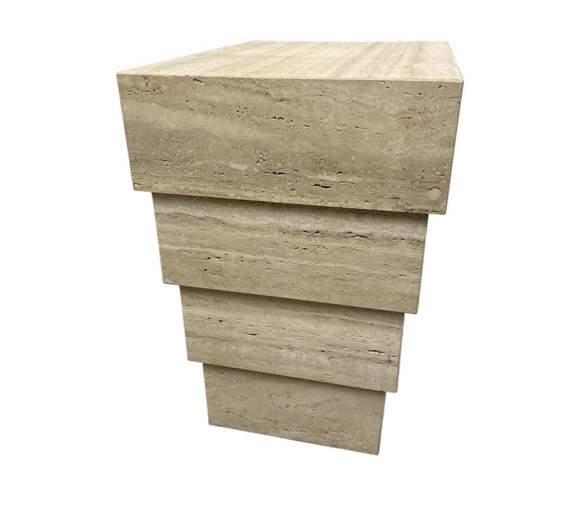 Photo 1 of TRAVERTINE CASCADING SIDE TABLE 25.5” X 18” H28.5”