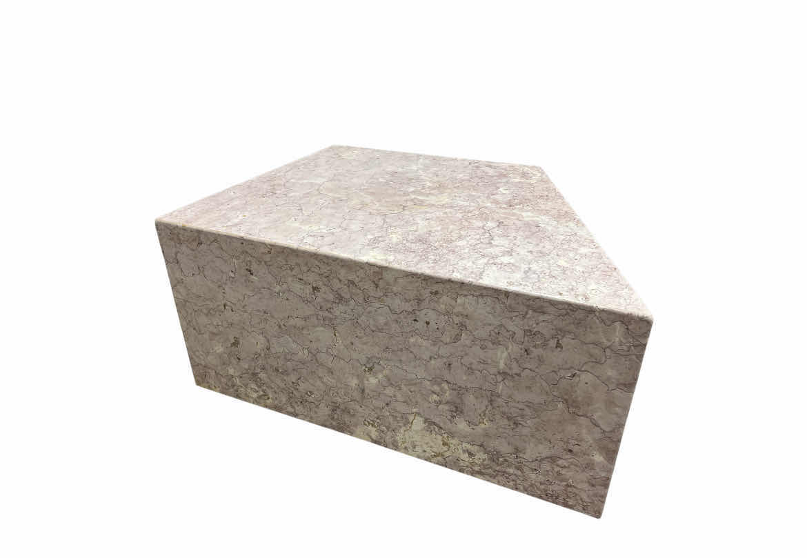 Photo 1 of GEOMETRIC PASTEL PINK POLISHED TRAVERTINE SIDE TABLE 36” X 27” H16”