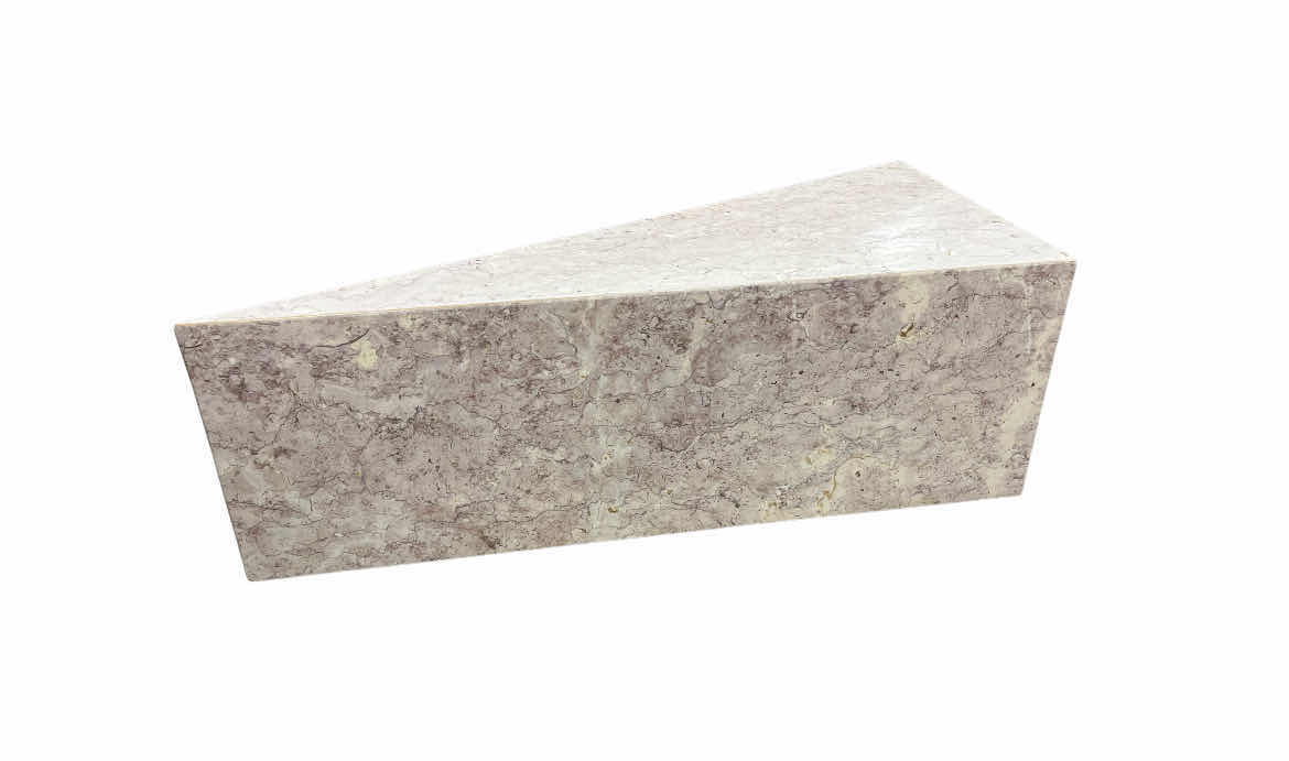Photo 1 of GEOMETRIC PASTEL PINK POLISHED TRAVERTINE SIDE TABLE 42” X 21” H14”