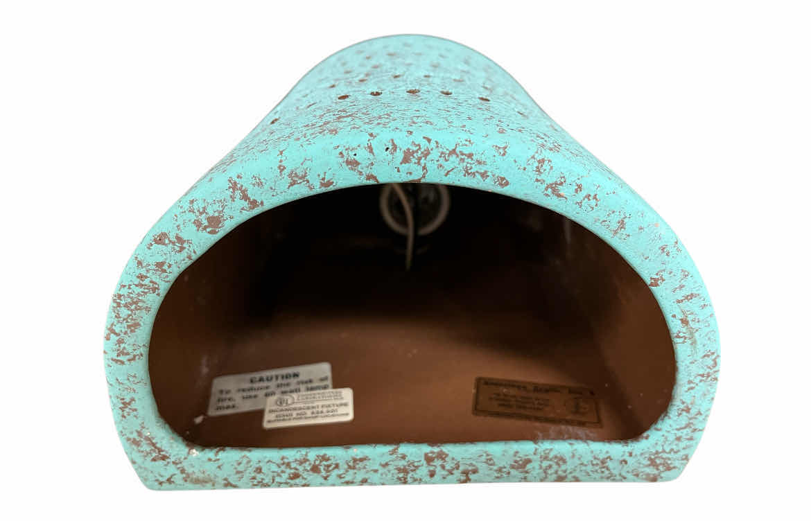Photo 1 of NEW AMERICAN CRAFT SOUTHWESTERN TEAL CERAMIC SCONCE LIGHTING 7.5” X 5” H9.5”