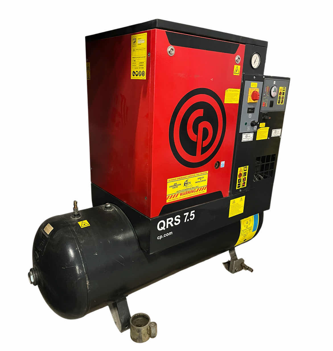 Photo 1 of Hold.      CHICAGO PNEUMATIC QRS 7.5 HPD-1 TM ROTARY SCREW COMPRESSOR WITH DRYER 21.2 CFM @ 150 PSI, 230/1 (READ NOTES)