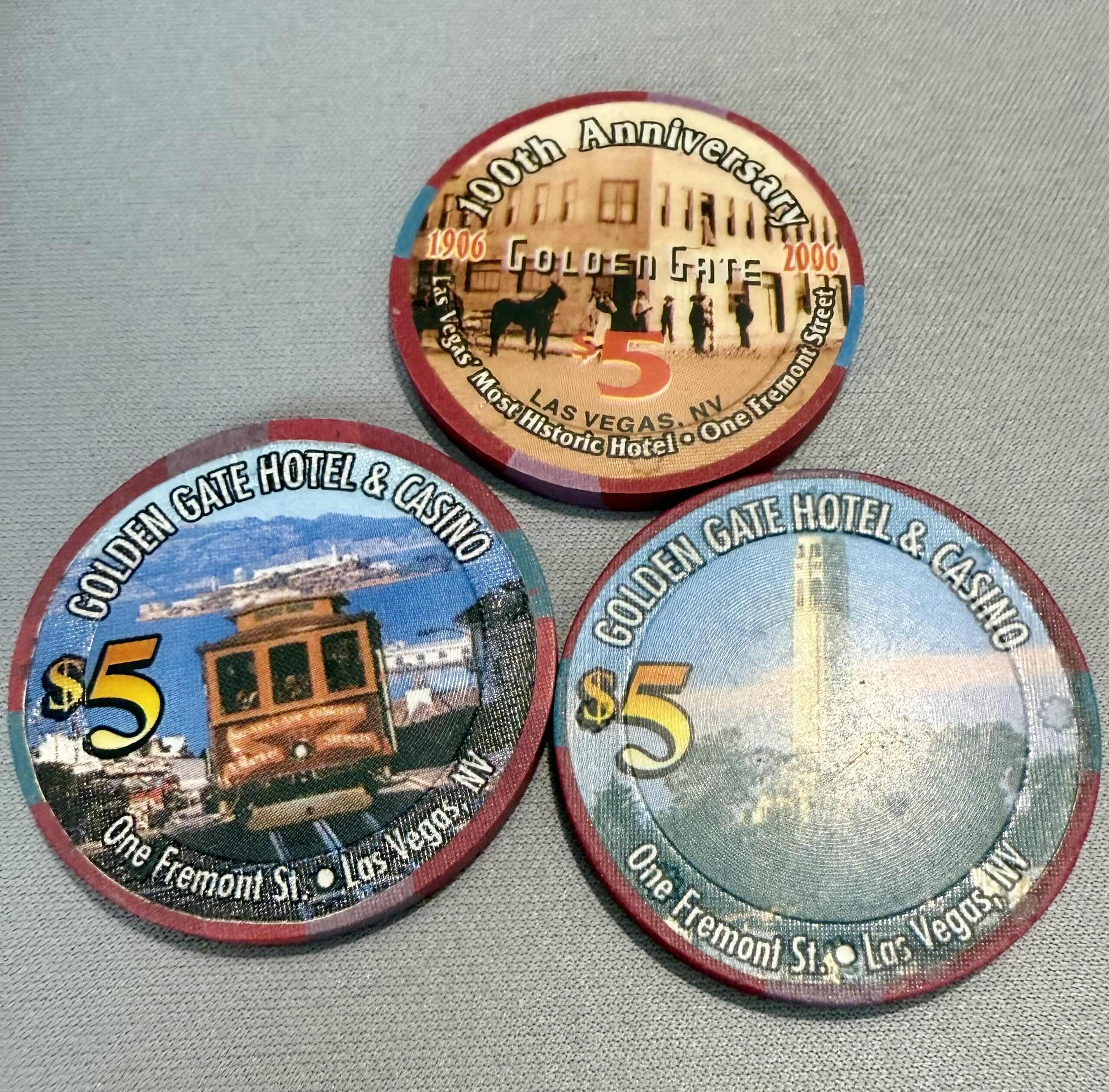 Photo 1 of 3-GOLDEN GATE HOTEL & CASINO $5.00 GAMING CHIPS