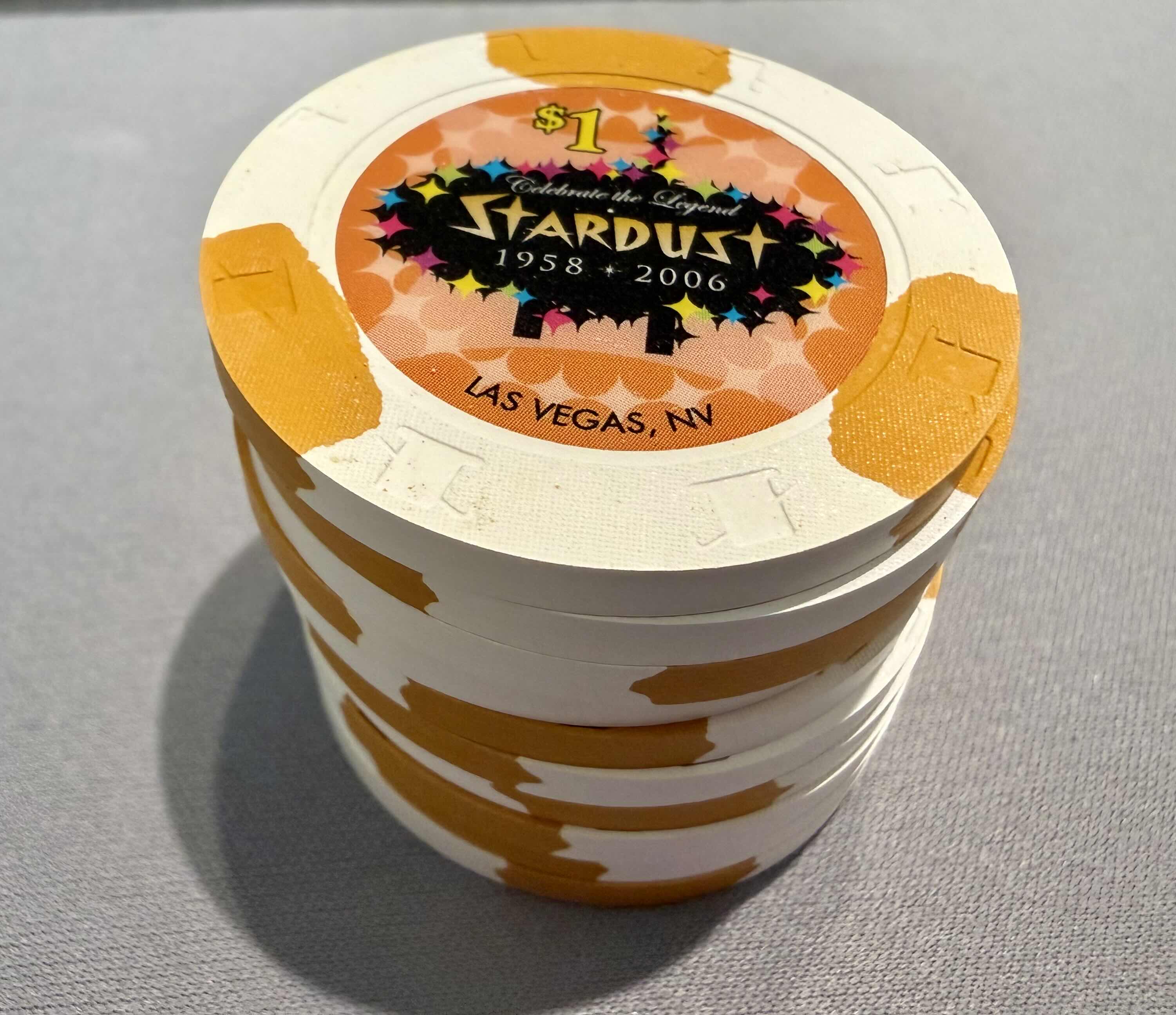 Photo 1 of 10-STARDUST LAS VEGAS FINAL EDITION LAST CASINO $1.00 POKER CHIPS