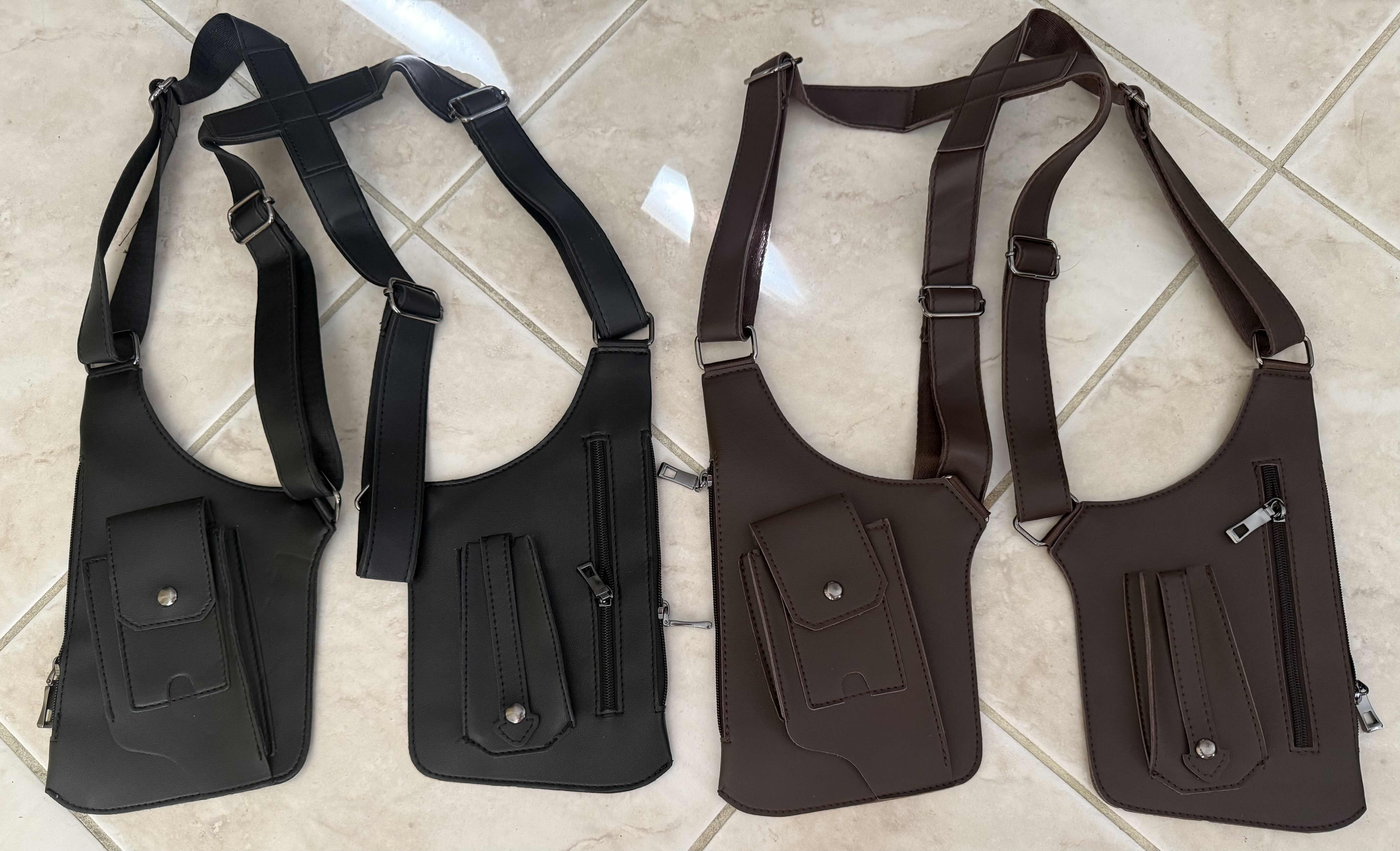 Photo 1 of 2-TOUGH GUY SLING CHEST BAGS-BLACK & BROWN