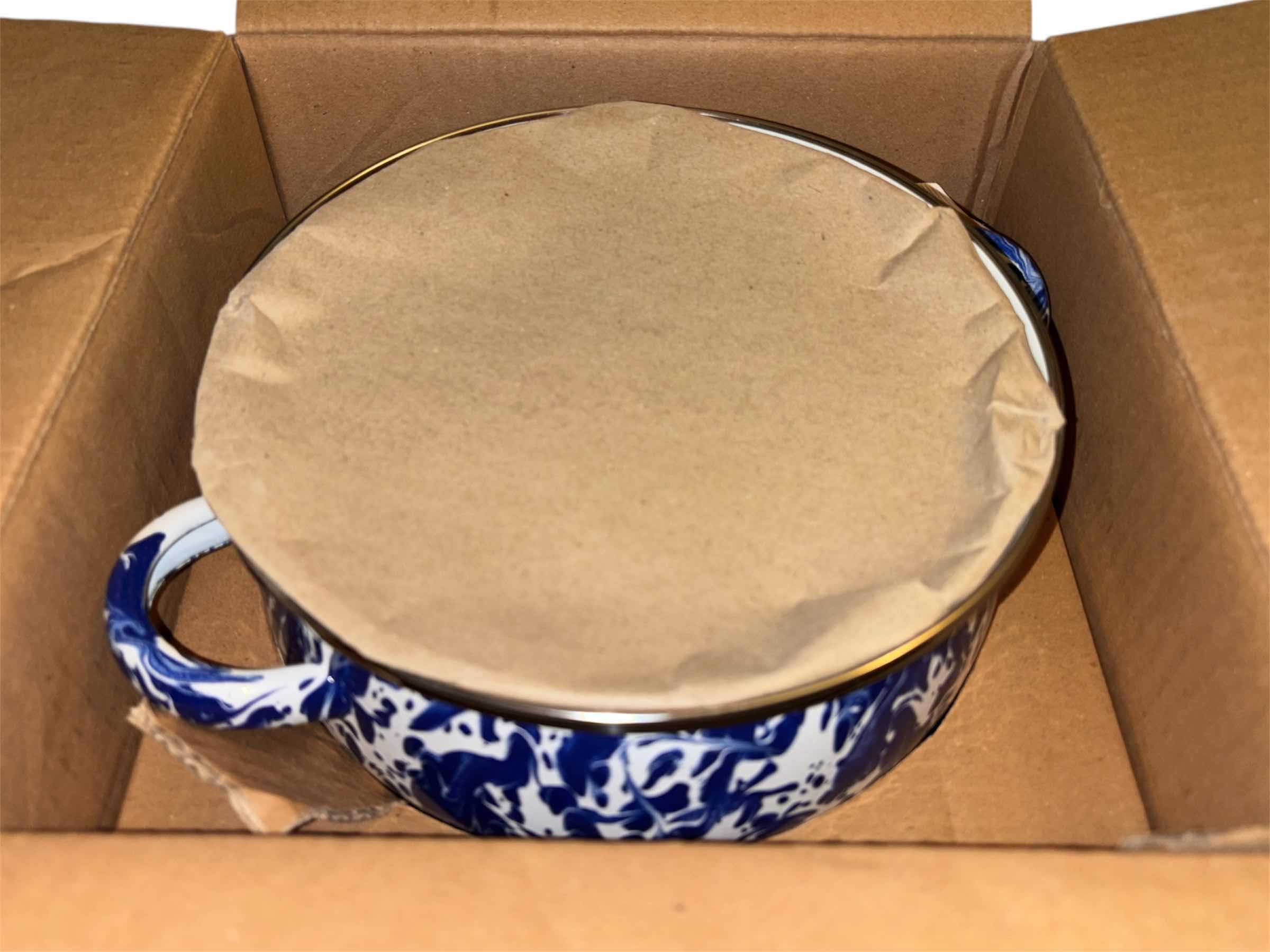 Photo 1 of NEW GOLDEN RABBIT ENAMELWARE 2.5 QT COBALT SWIRL DUTCH OVEN, 1 LID & 1 POT