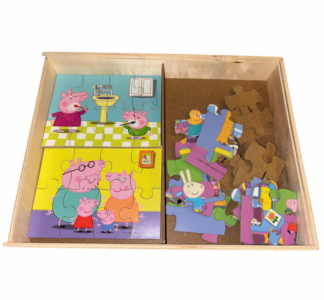 Photo 1 of WOOD JIGSAW PUZZLE SETS- PEPPA PIG 5 PUZZLE SET & COCOMELON 5 PUZZLE SET