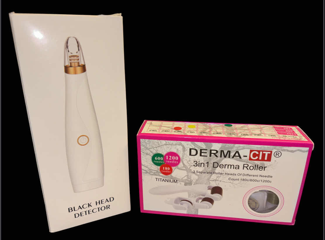 Photo 1 of NEW BLACK HEAD DETECTOR W 3 SUCTION HEADS, HD-3128 & DERMA-CIT 3-IN-1 DERMA ROLLER