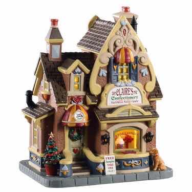 View 1 of LEMAX 2020 CADDINGTON VILLAGE PORCELAIN LIGHTED BUILDING- CLAIRES CONFECTIONERY #05665