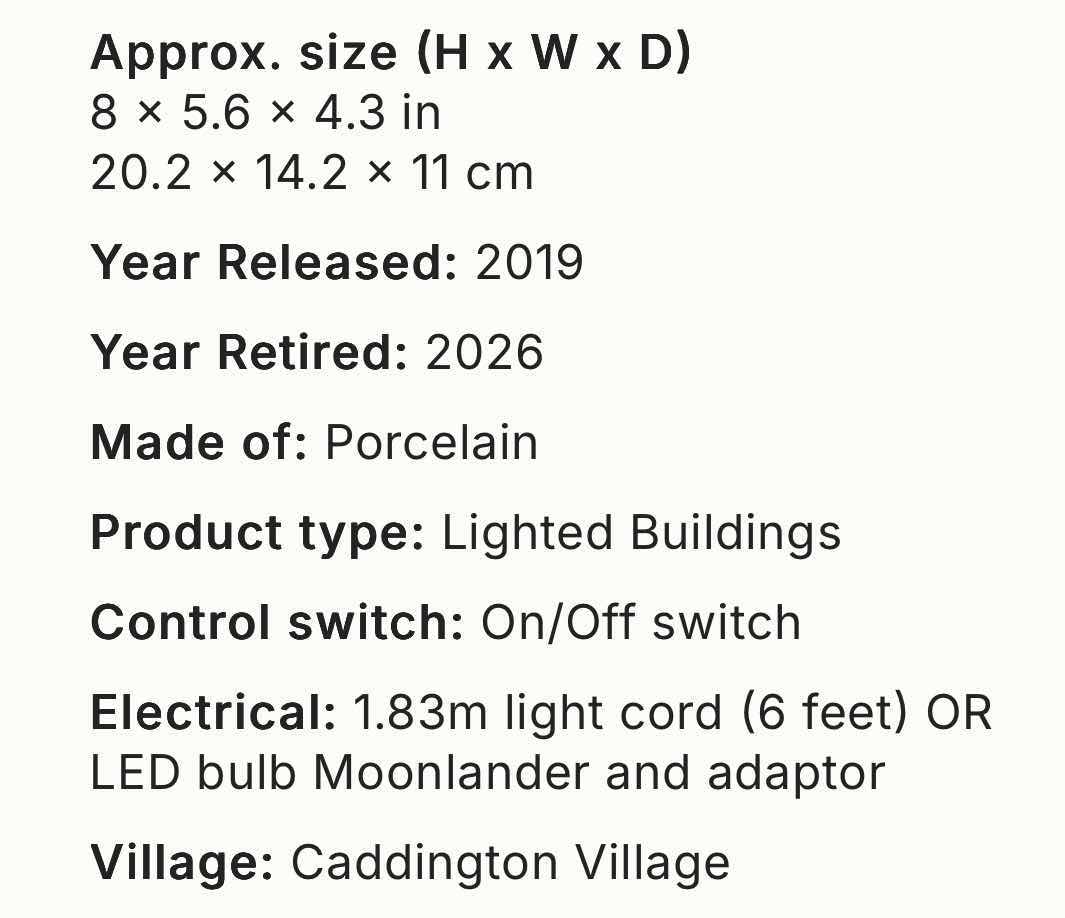 Photo 1 of LEMAX 2019 CADDINGTON VILLAGE PORCELAIN LIGHTED BUILDING- BELLA’S BON BONS #95509