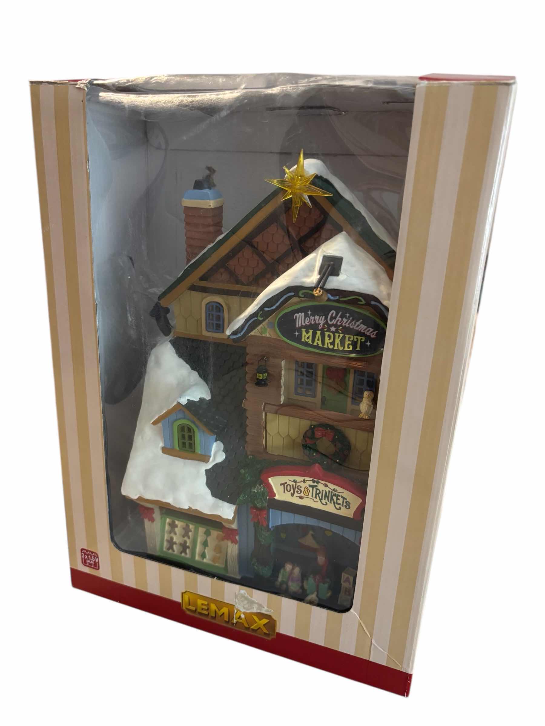Photo 1 of LEMAX 2019 CADDINGTON VILLAGE POLYRESIN HANGING WALL SETTING- MERRY CHRISTMAS MARKET #95471