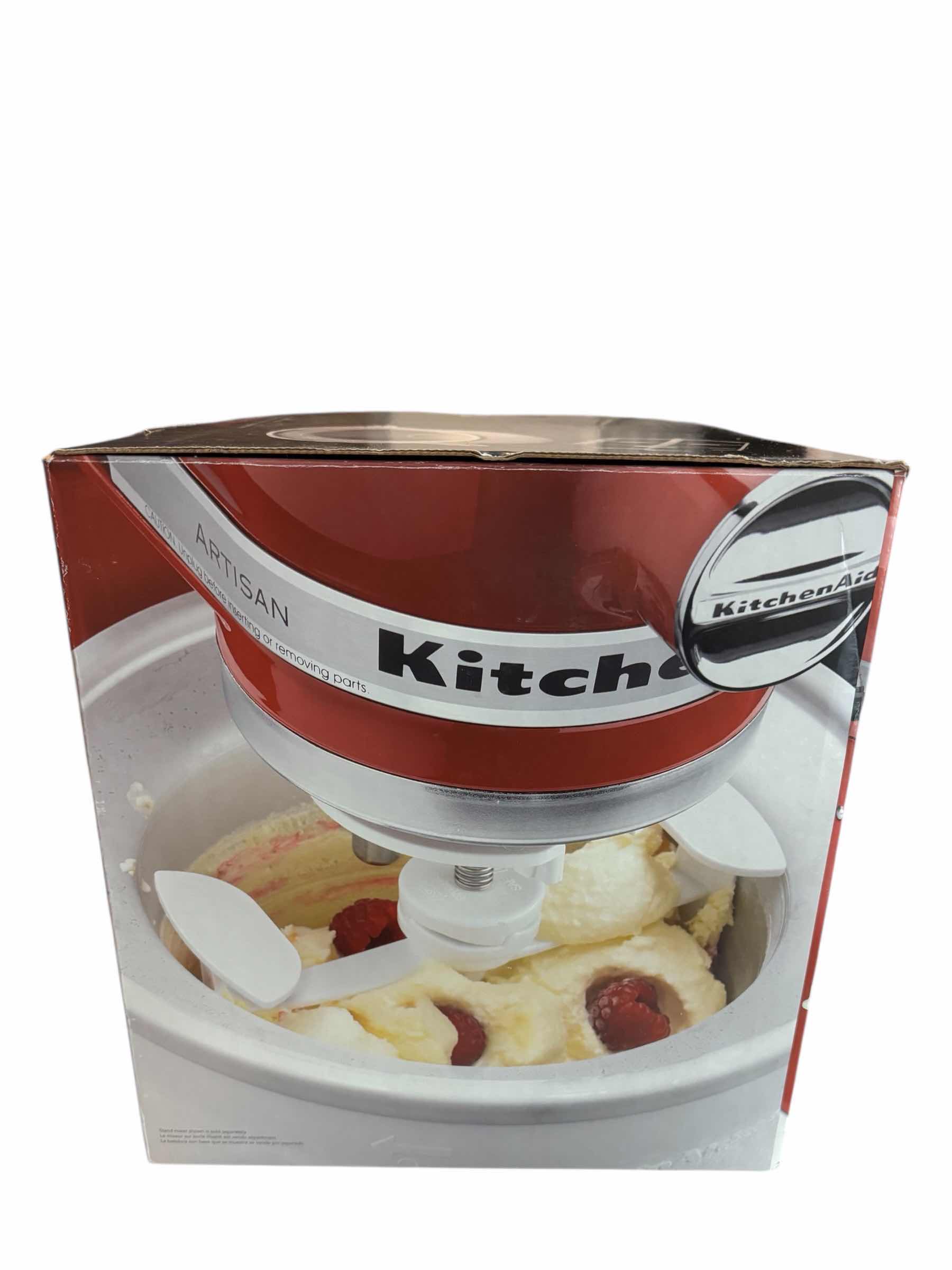 Photo 1 of KITCHENAID STAND MIXER 2 QT ICE CREAM MAKER ATTACHMENT, WHITE KICA0WH
