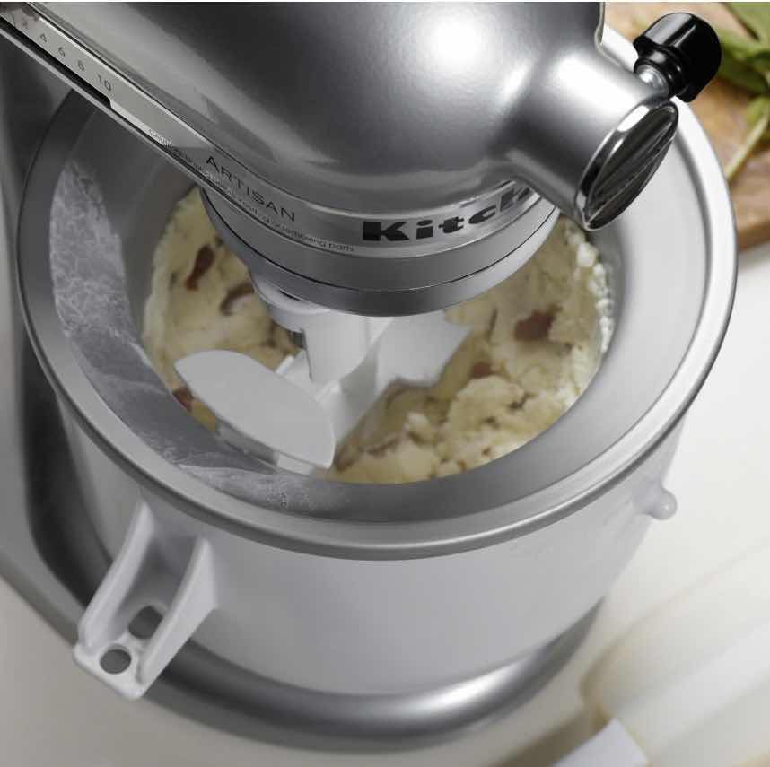 Photo 1 of KITCHENAID STAND MIXER 2 QT ICE CREAM MAKER ATTACHMENT, WHITE KICA0WH