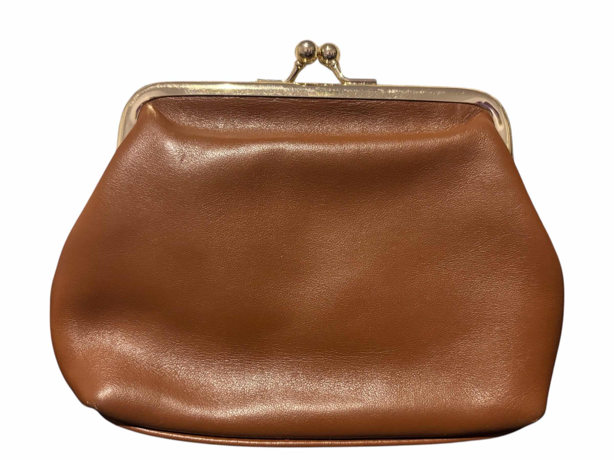 Photo 1 of DOONEY & BOURKE WEXFORD SMOOTH LEATHER KISSLOCK COIN PURSE, NATURAL $150