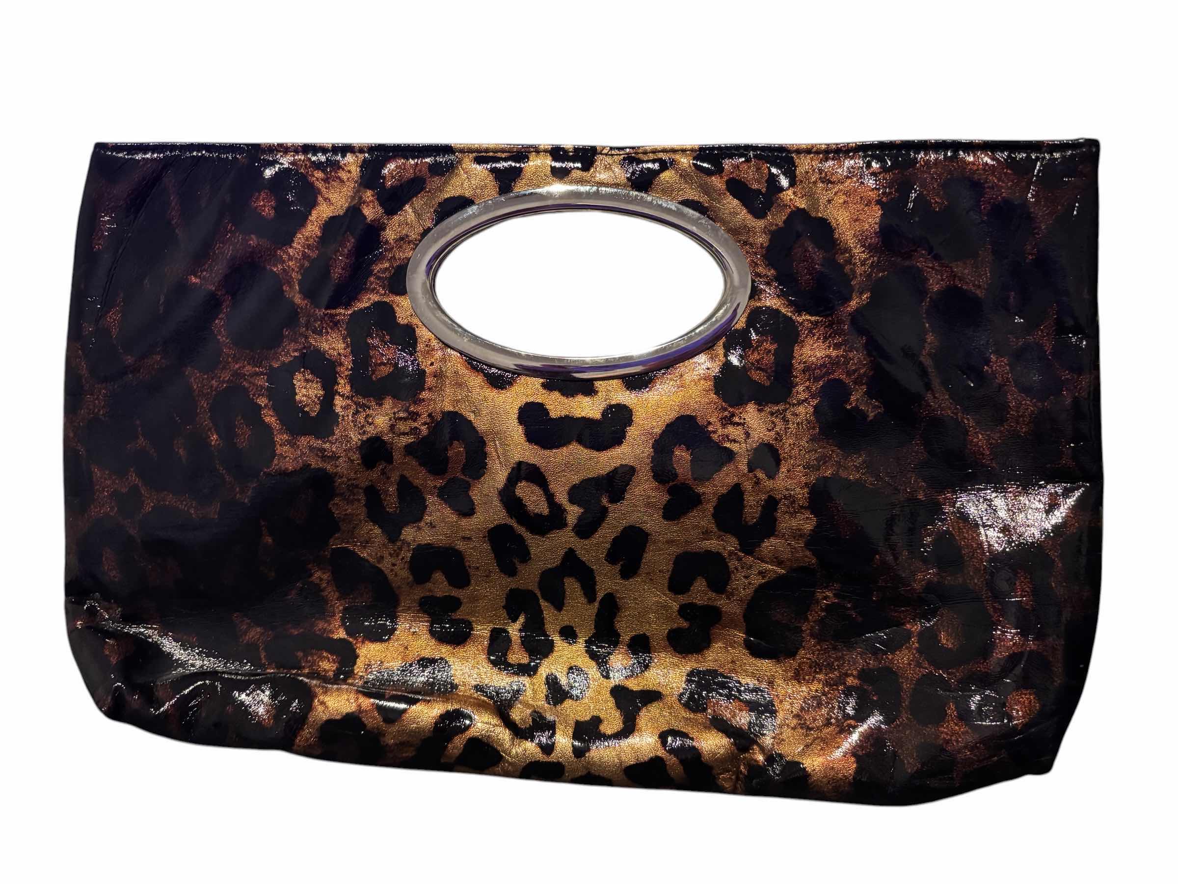 Photo 1 of CLUTCH STYLE HANDBAGS (2) & POPPIE JONES LEOPARD PRINT & COLE HAAN CLUTCH/COSMETIC BAG, BLACK PEBBLE $75