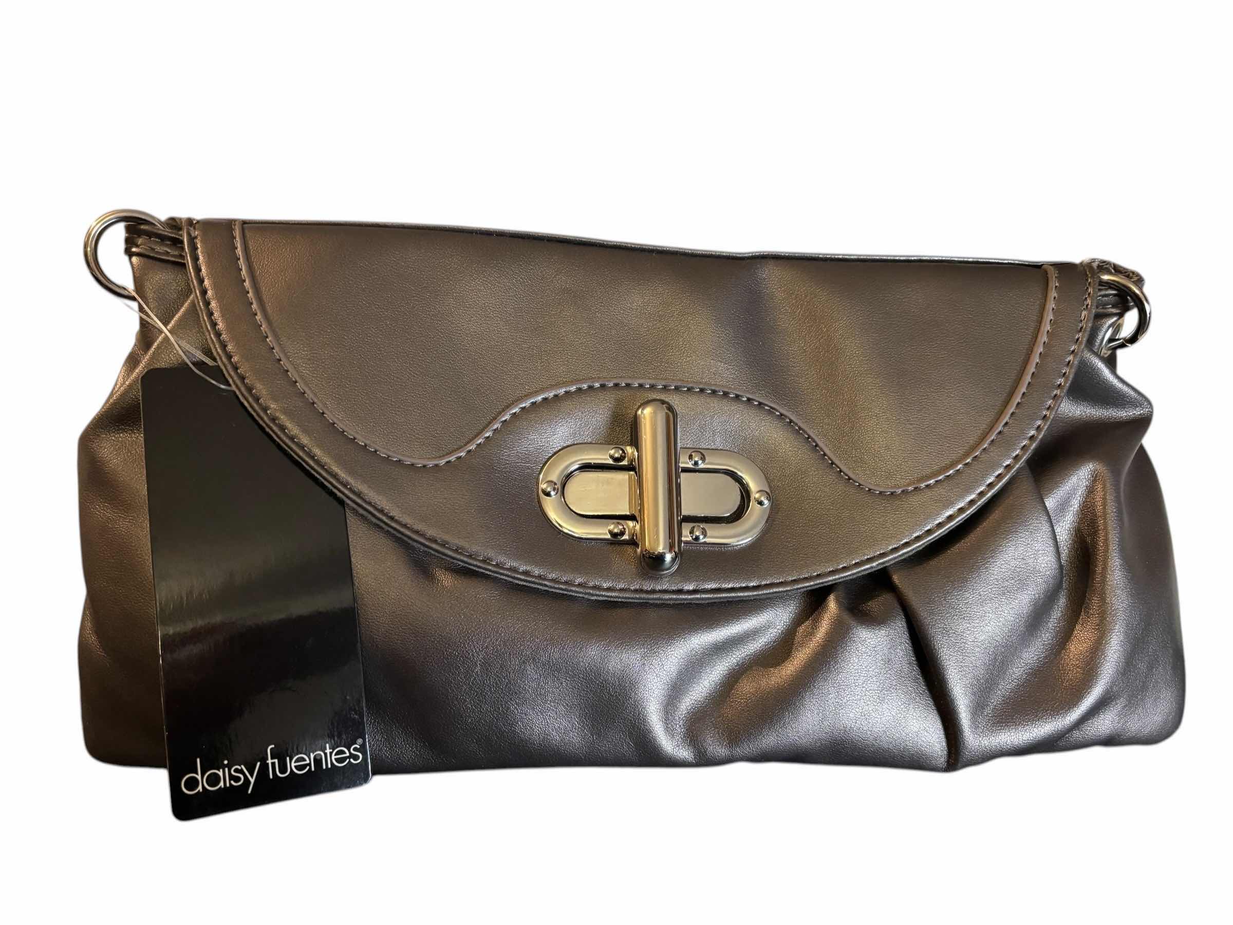 Photo 1 of DAISY FUENTES TURNLOCK CLUTCH PURSE, PEWTER