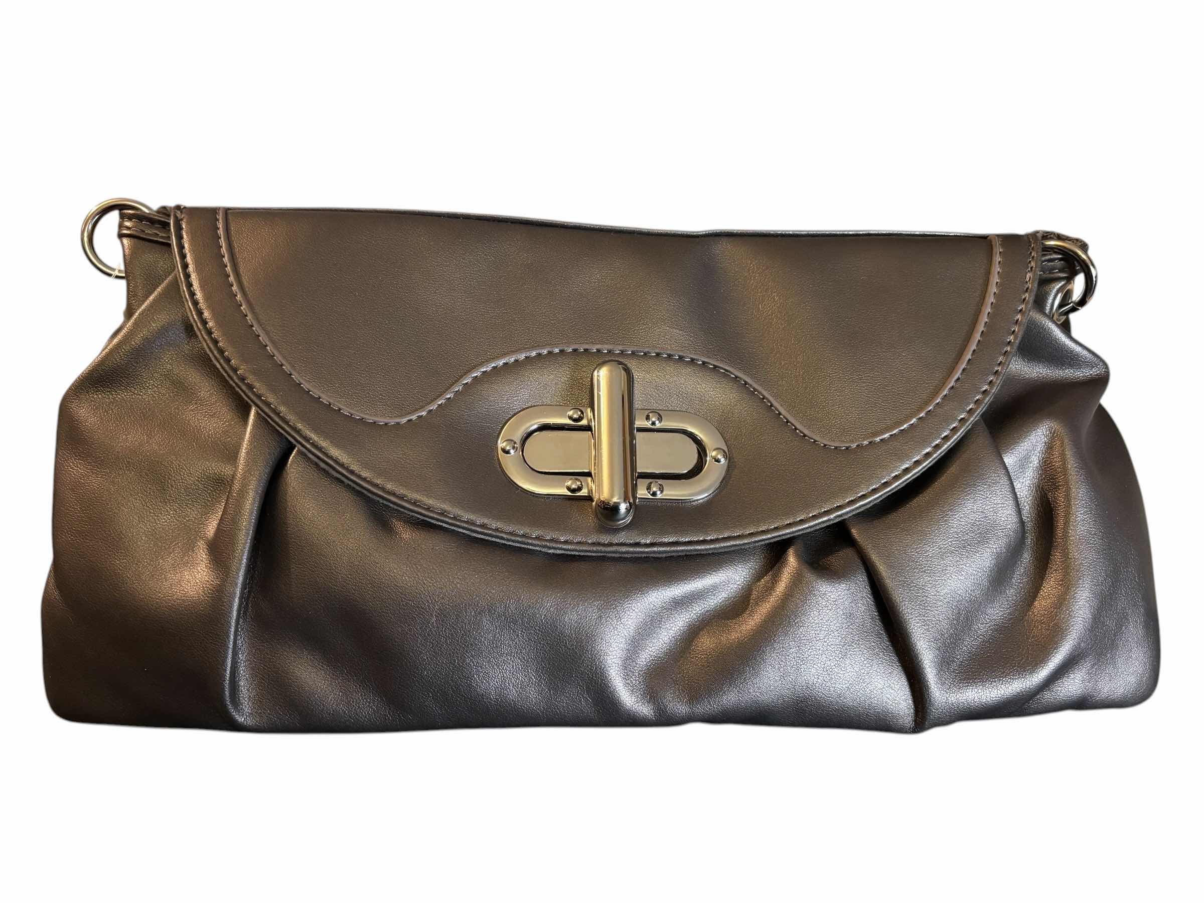 Photo 1 of DAISY FUENTES TURNLOCK CLUTCH PURSE, PEWTER