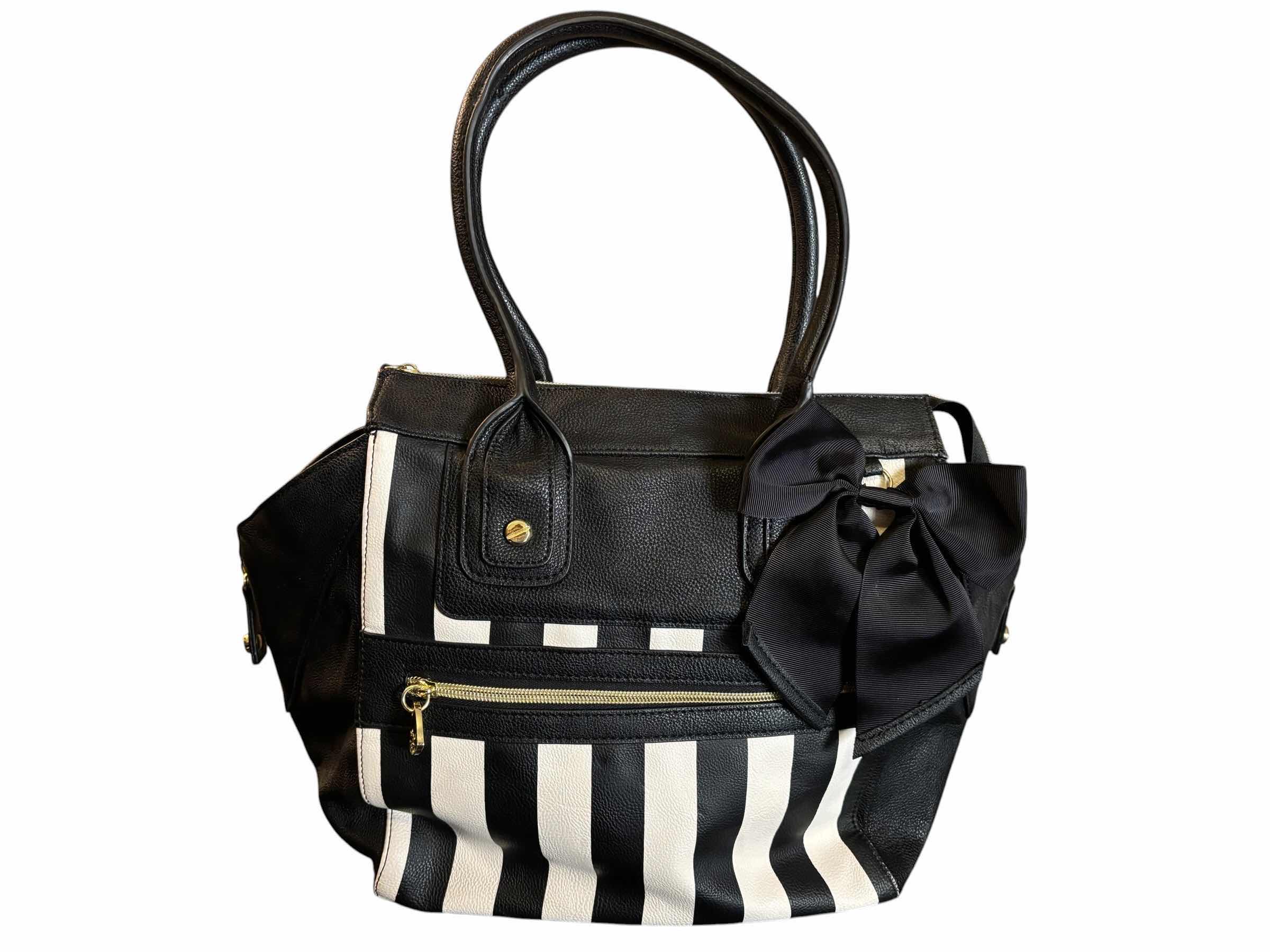 Photo 1 of BETSEY JOHNSON TOTE BAG, BLACK/WHITE