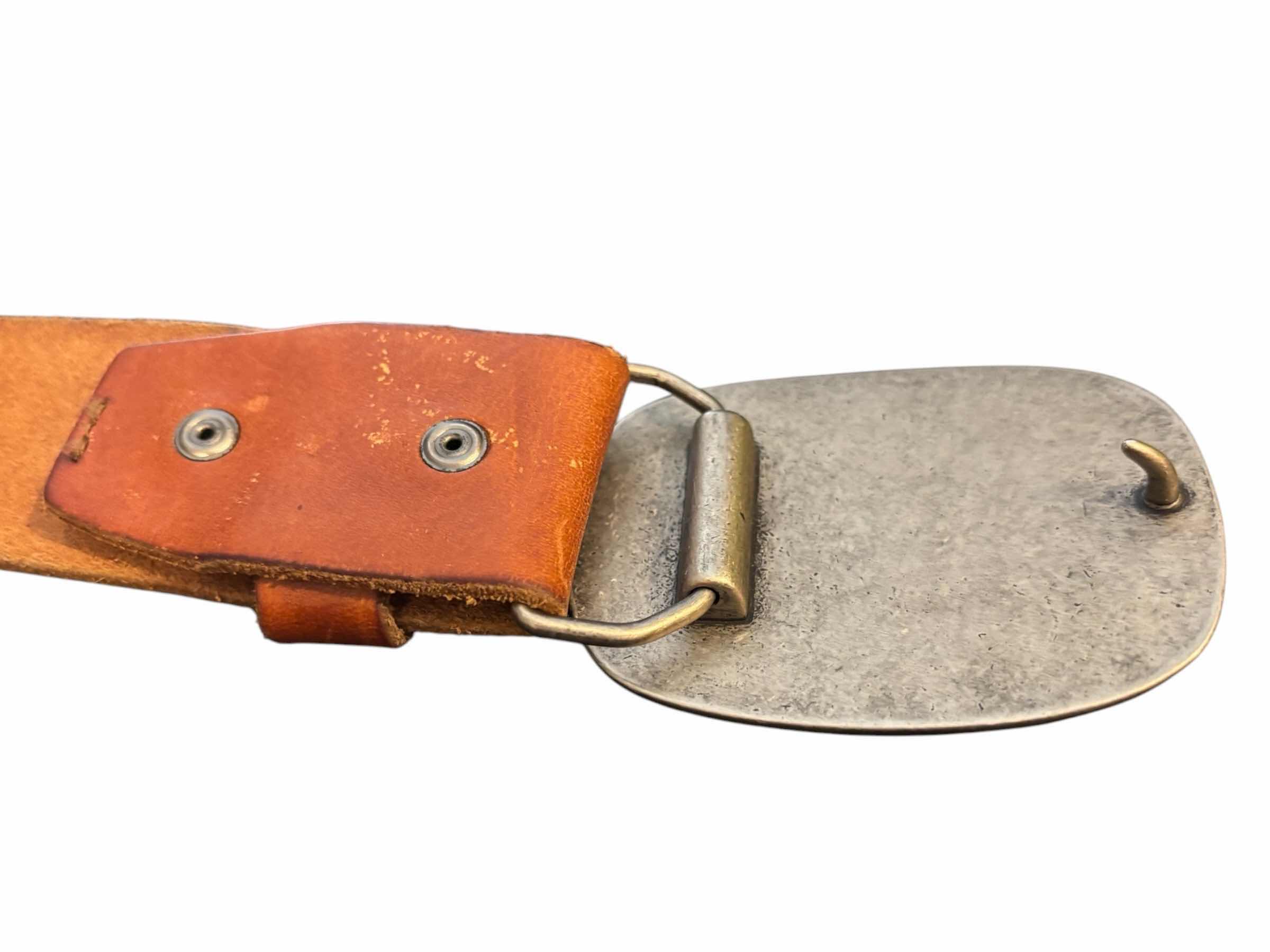 Photo 1 of WOMENS VINTAGE AMERICAN EAGLE OUTFITTERS LEATHER BELT W EAGLE BUCKLE, BROWN SIZE 36 $60