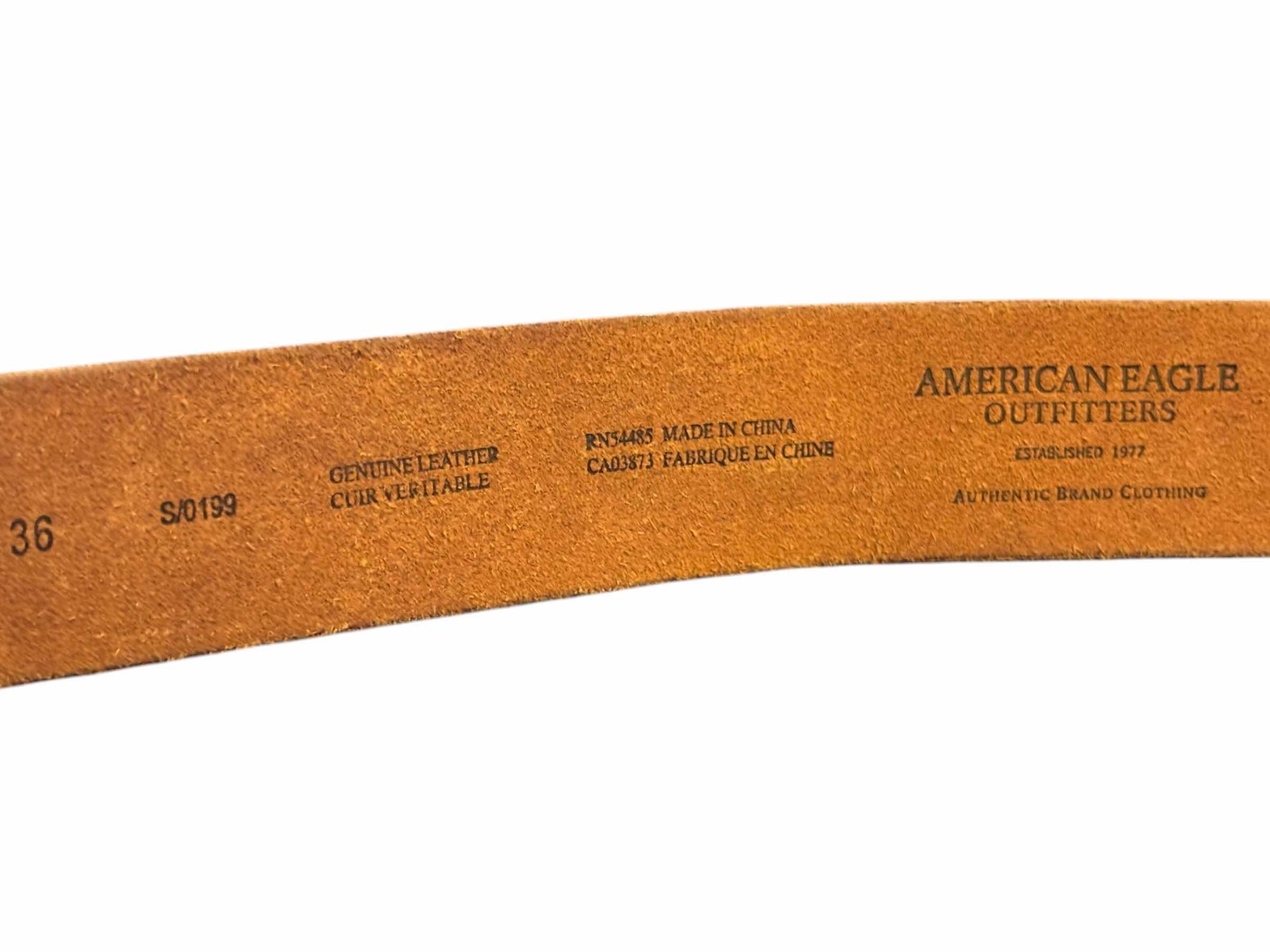 Photo 1 of WOMENS VINTAGE AMERICAN EAGLE OUTFITTERS LEATHER BELT W EAGLE BUCKLE, BROWN SIZE 36 $60