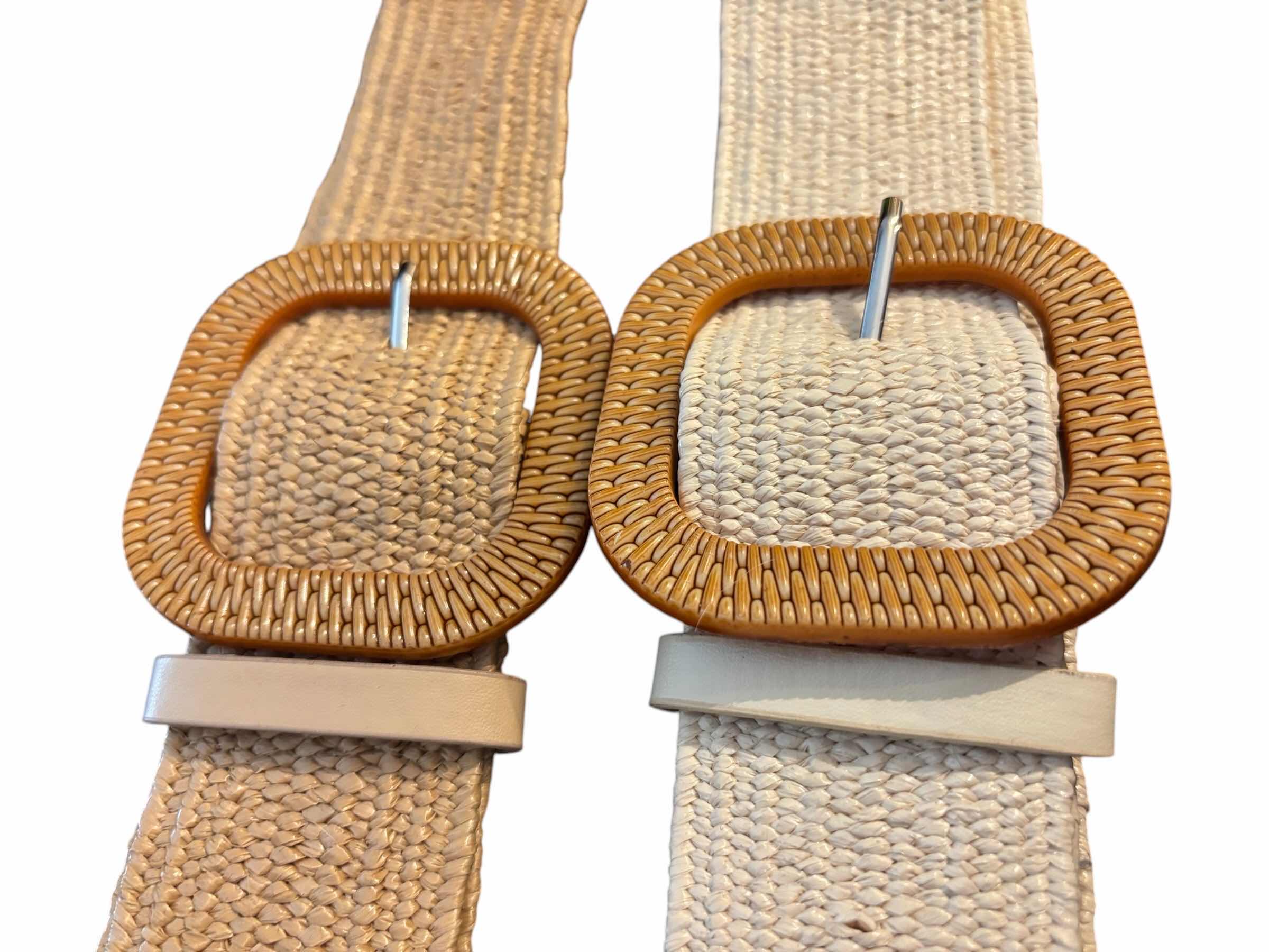 Photo 1 of 2-PACK WOVEN ELASTIC WIDE WAIST BELTS FOR WOMEN, KHAKI/BEIGE