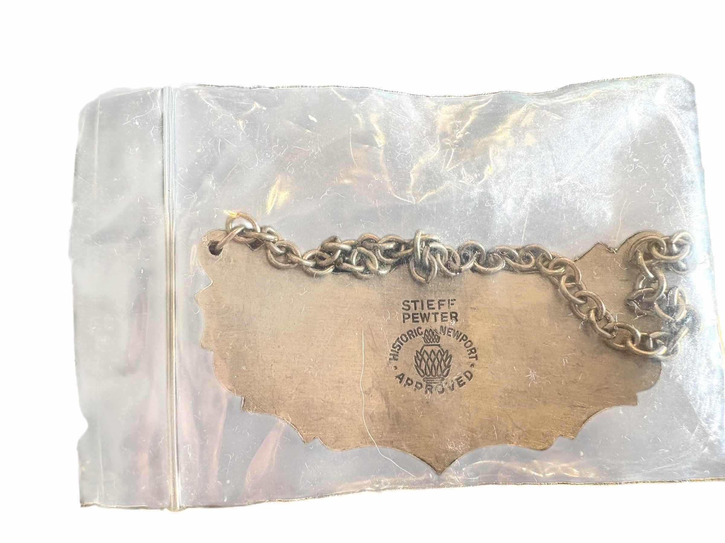 Photo 1 of (8)PCS VINTAGE LIQUOR-DECANTER SILVER PLATED LABELS