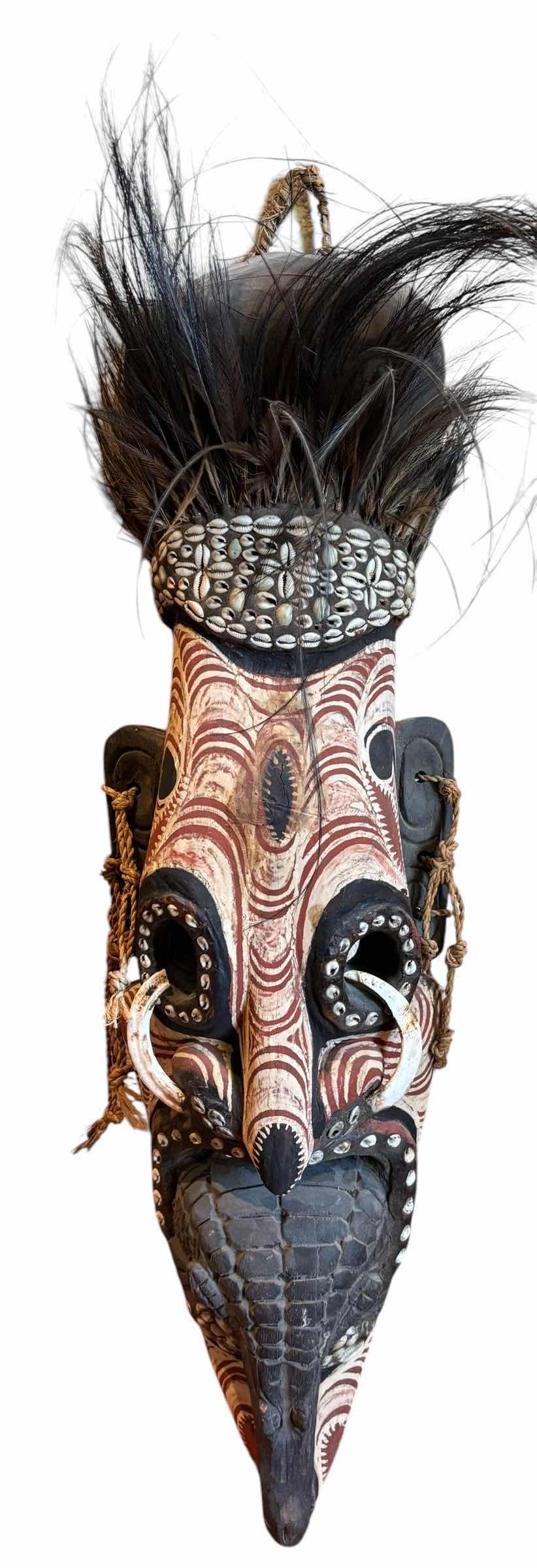 Photo 1 of TRADITIONAL TRIBAL MASK FROM PAPUA NEW GUINEA, LIKELY FROM THE SEPIK RIVER REGION H29” $549