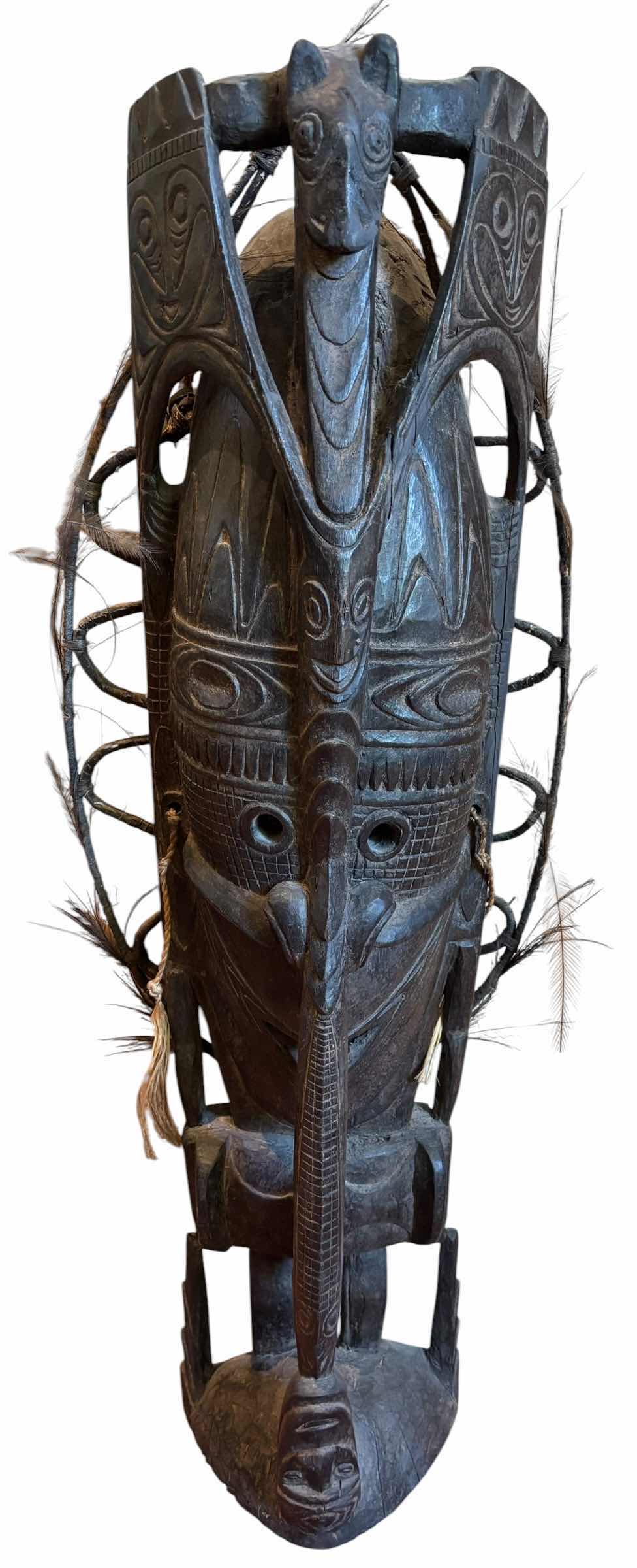 Photo 1 of HAND CARVED WOODEN ANCESTRAL SPIRIT MASK FROM THE SEPIK RIVER REGION OF PAPUA NEW GUINEA H29” $840