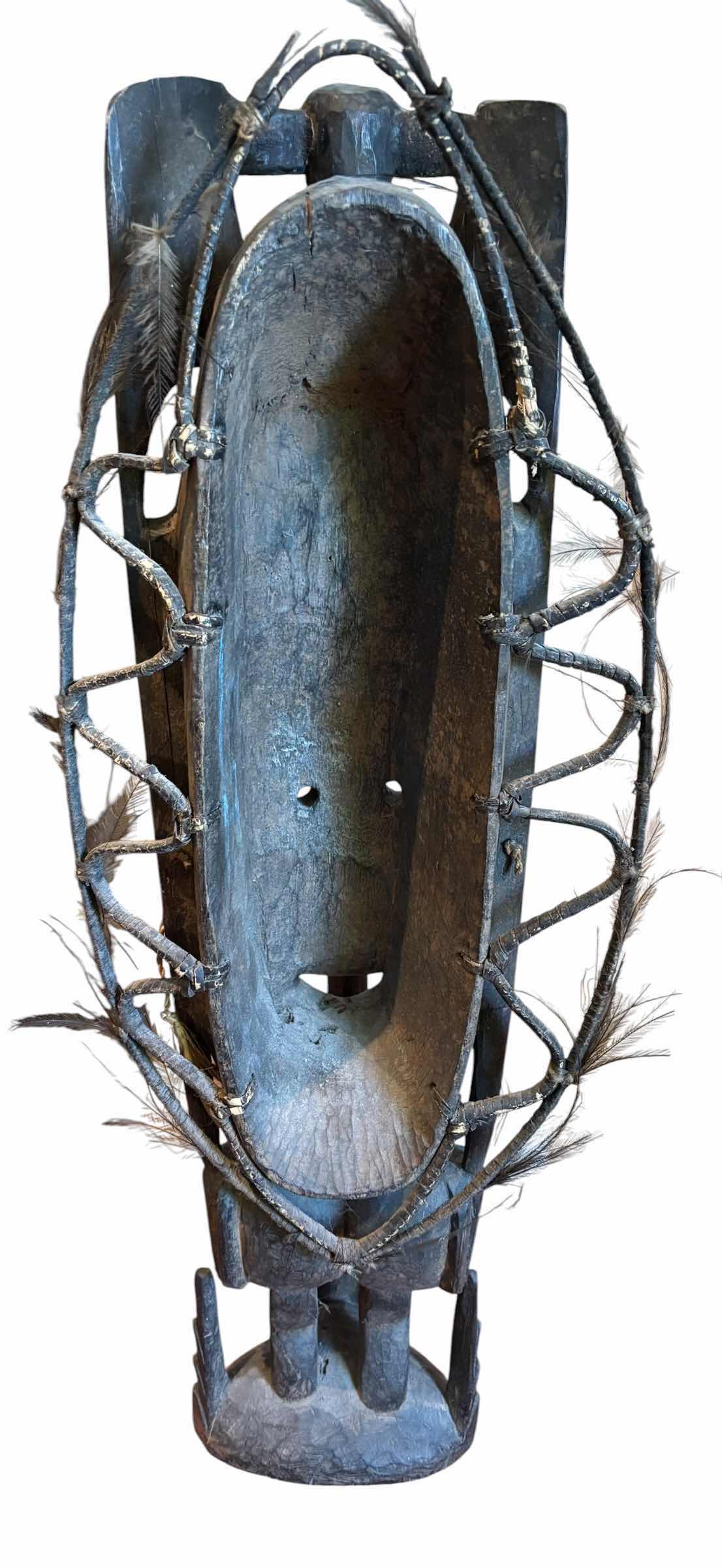 Photo 1 of HAND CARVED WOODEN ANCESTRAL SPIRIT MASK FROM THE SEPIK RIVER REGION OF PAPUA NEW GUINEA H29” $840