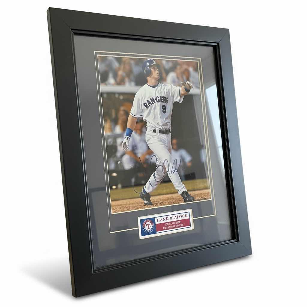 Photo 1 of FRAMED ARTWORK TEXAS RANGERS PLAYER HANK BLALOCK SIGNED 13”X16” $85