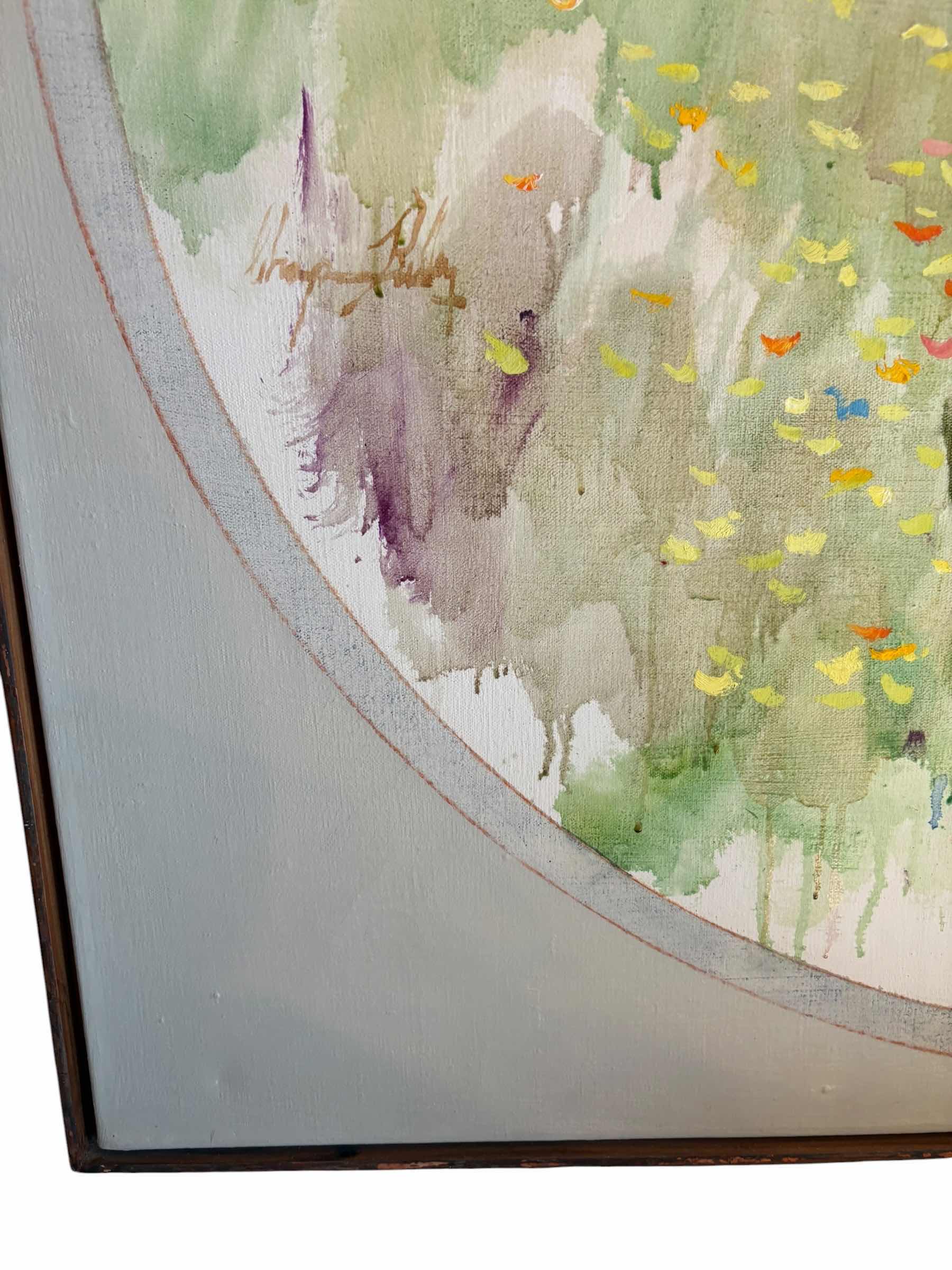 Photo 1 of FRAMED ARTWORK LARGE ORIGINAL WATERCOLOR PAINTING DEPICTING A YOUNG GIRL IN A WILDFLOWER MEADOW W/SOFT PASTEL TONES WITH EXPRESSIVE BRUSHWORK AND FRAMED PRESENTATION. SIGNED LOWER LEFT