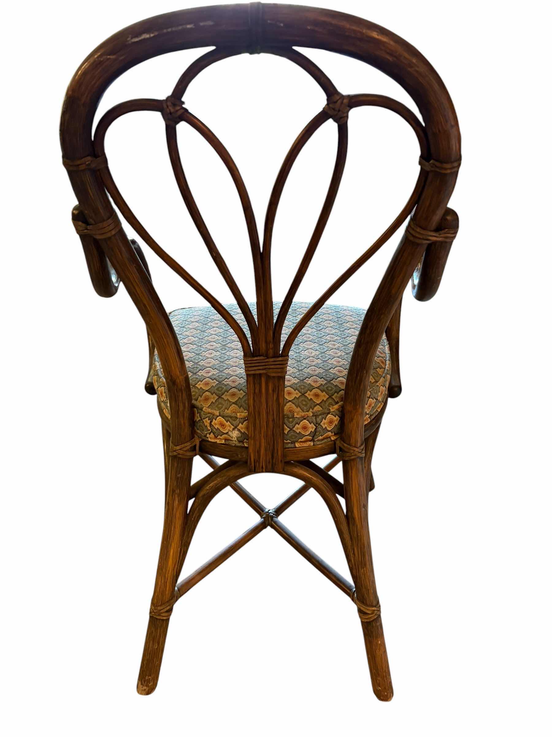 Photo 1 of MCGUIRE SAN FRANCISCO UPHOLSTERED RATTAN ARMCHAIR SEAT H18.5”