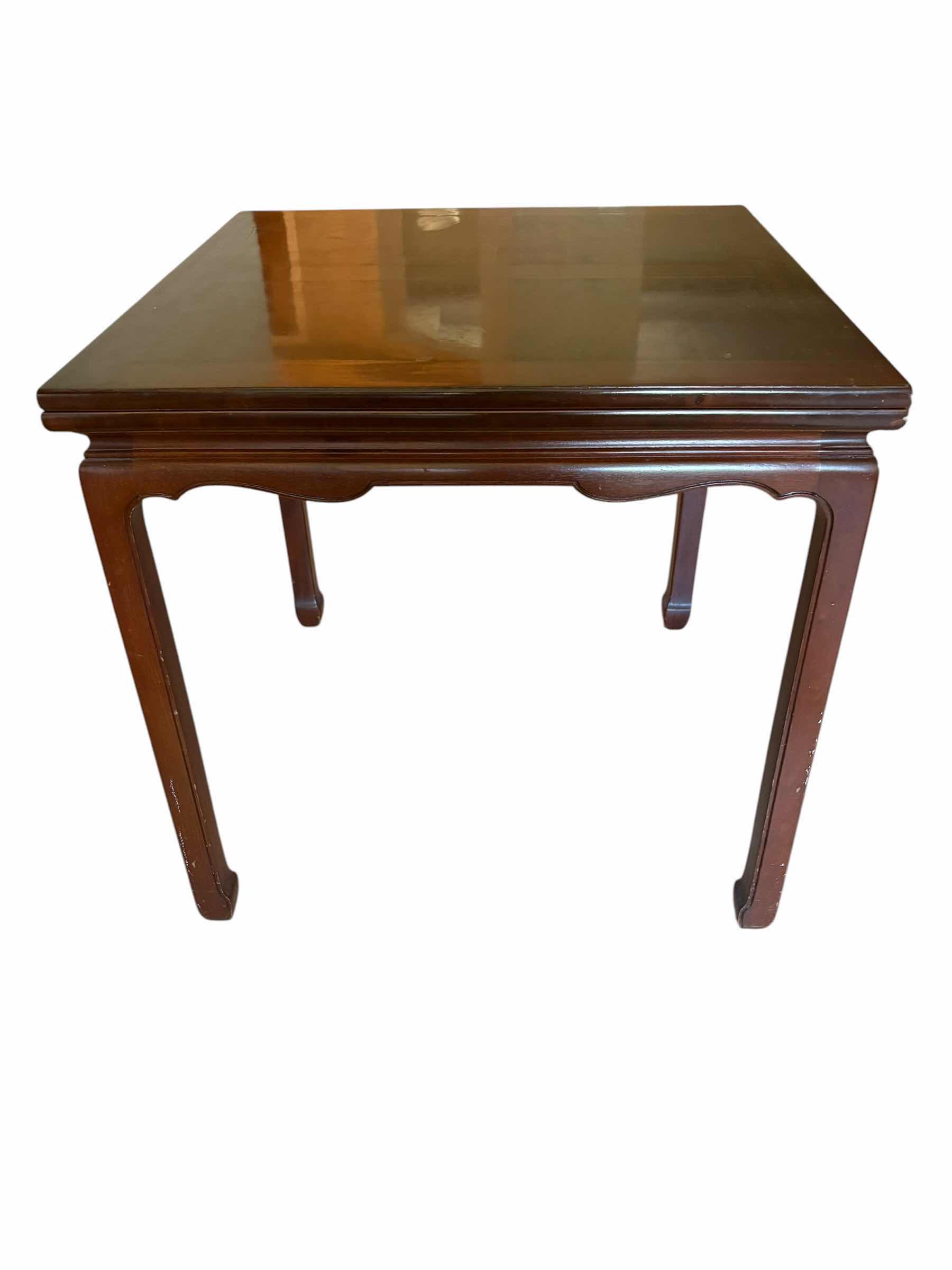 Photo 1 of VINTAGE HENREDON MING WALNUT STYLE SIDE TABLE 30”X30”H29.5”