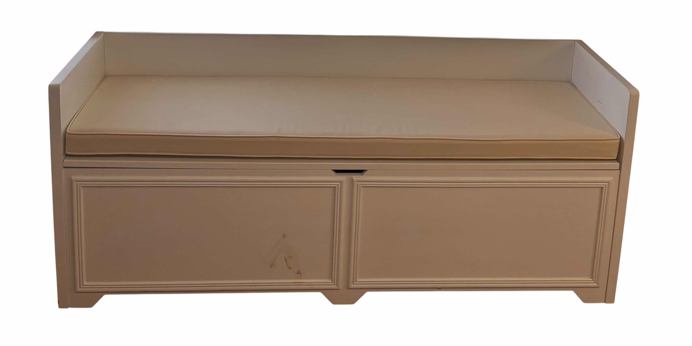 Photo 1 of STORAGE BENCH WITH CUSHION H25” X 60” (MISSING HINGES) $280