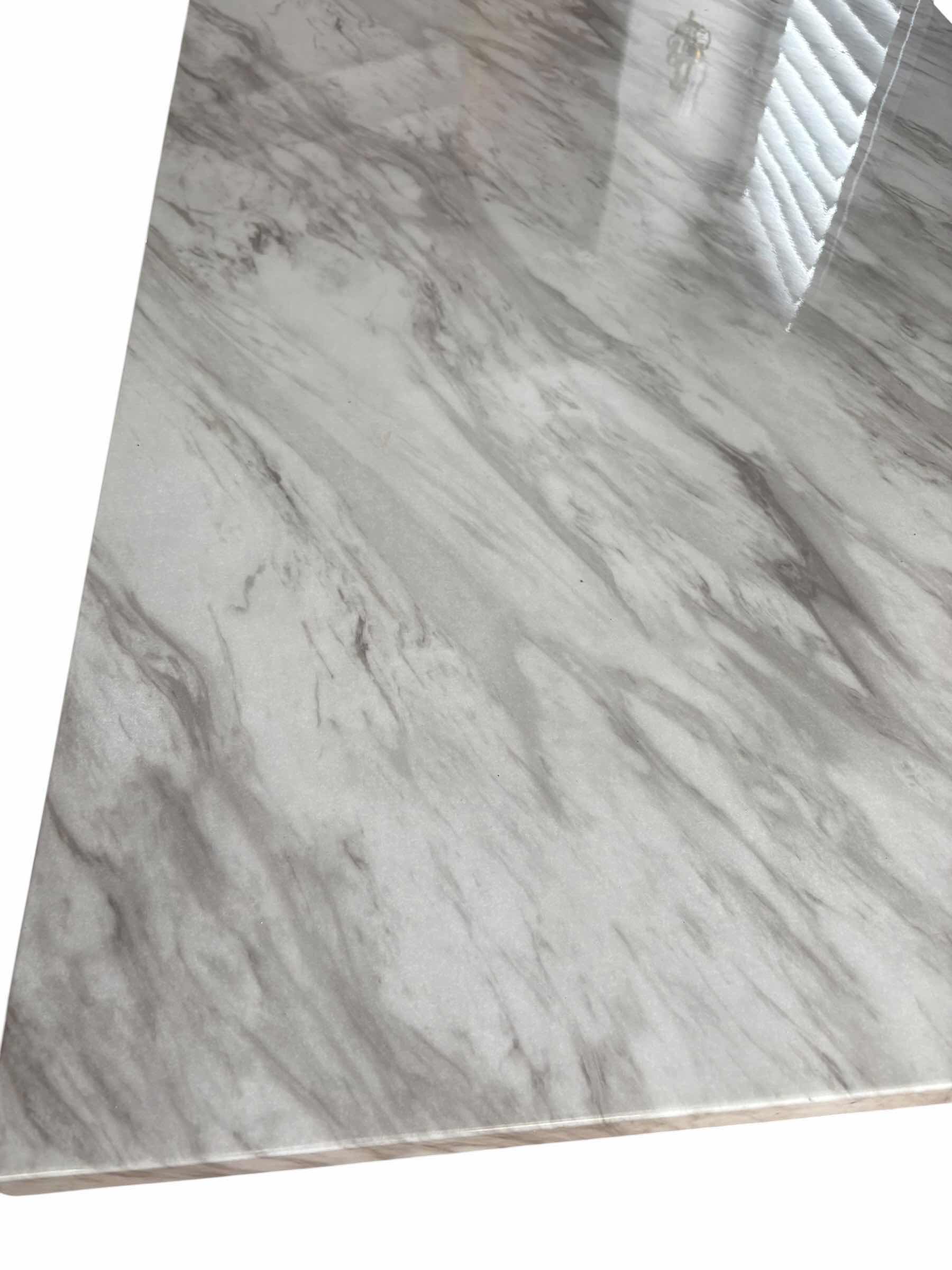 Photo 1 of POLISHED FAUX GREY MARBLE STYLE TABLE W BLACK LEGS 64”X38”H31”