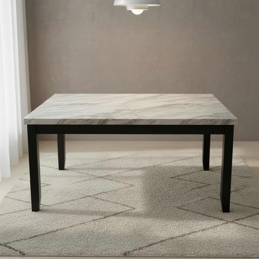 Photo 1 of POLISHED FAUX GREY MARBLE STYLE TABLE W BLACK LEGS 64”X38”H31”