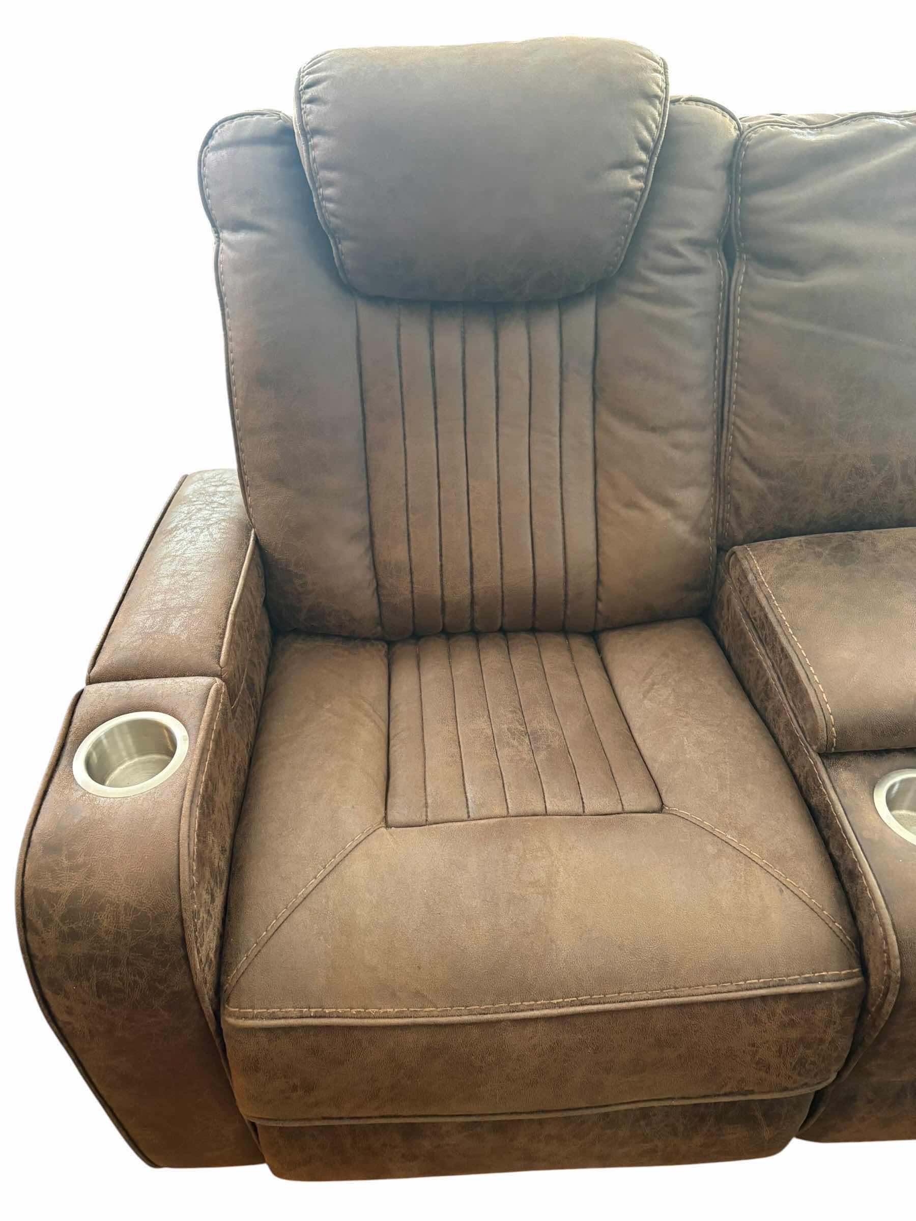Photo 1 of BROWN LEATHER POWER LOVESEAT RECLINER W ADJUSTABLE HEADREST 71”X32”H41.5” $2499