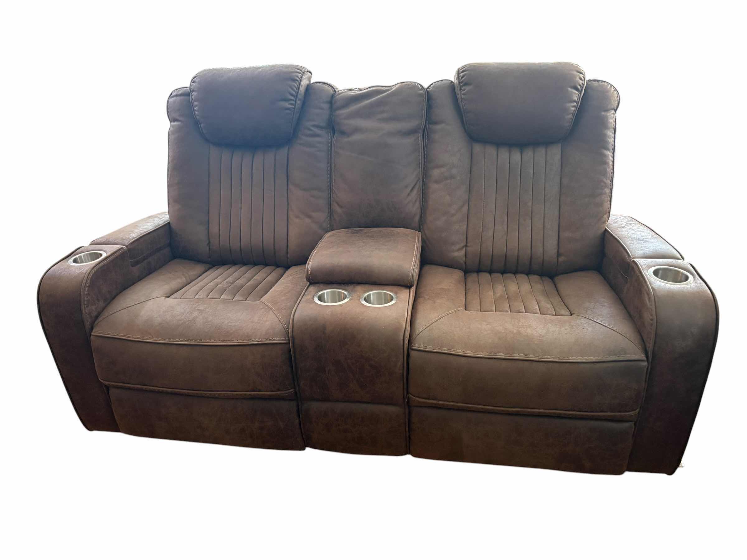 Photo 1 of BROWN LEATHER POWER LOVESEAT RECLINER W ADJUSTABLE HEADREST 71”X32”H41.5” $2499