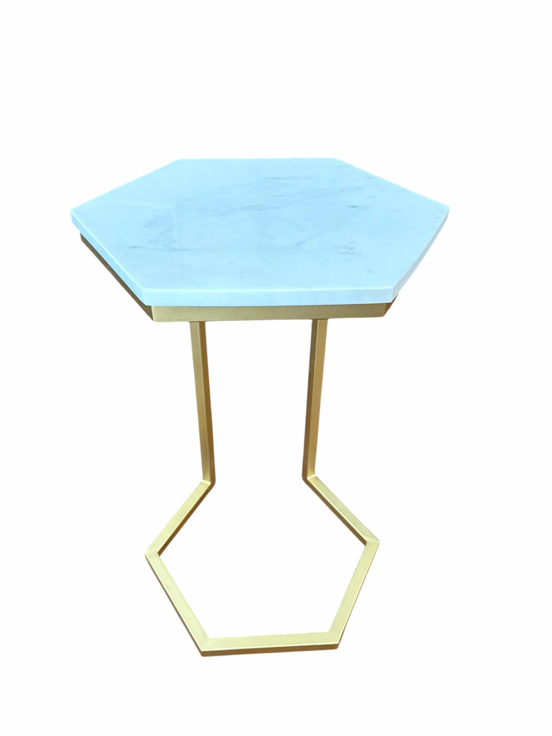 Photo 1 of MARGAUX WHITE MARBLE AND GOLD METAL C TABLE H24.5” $180