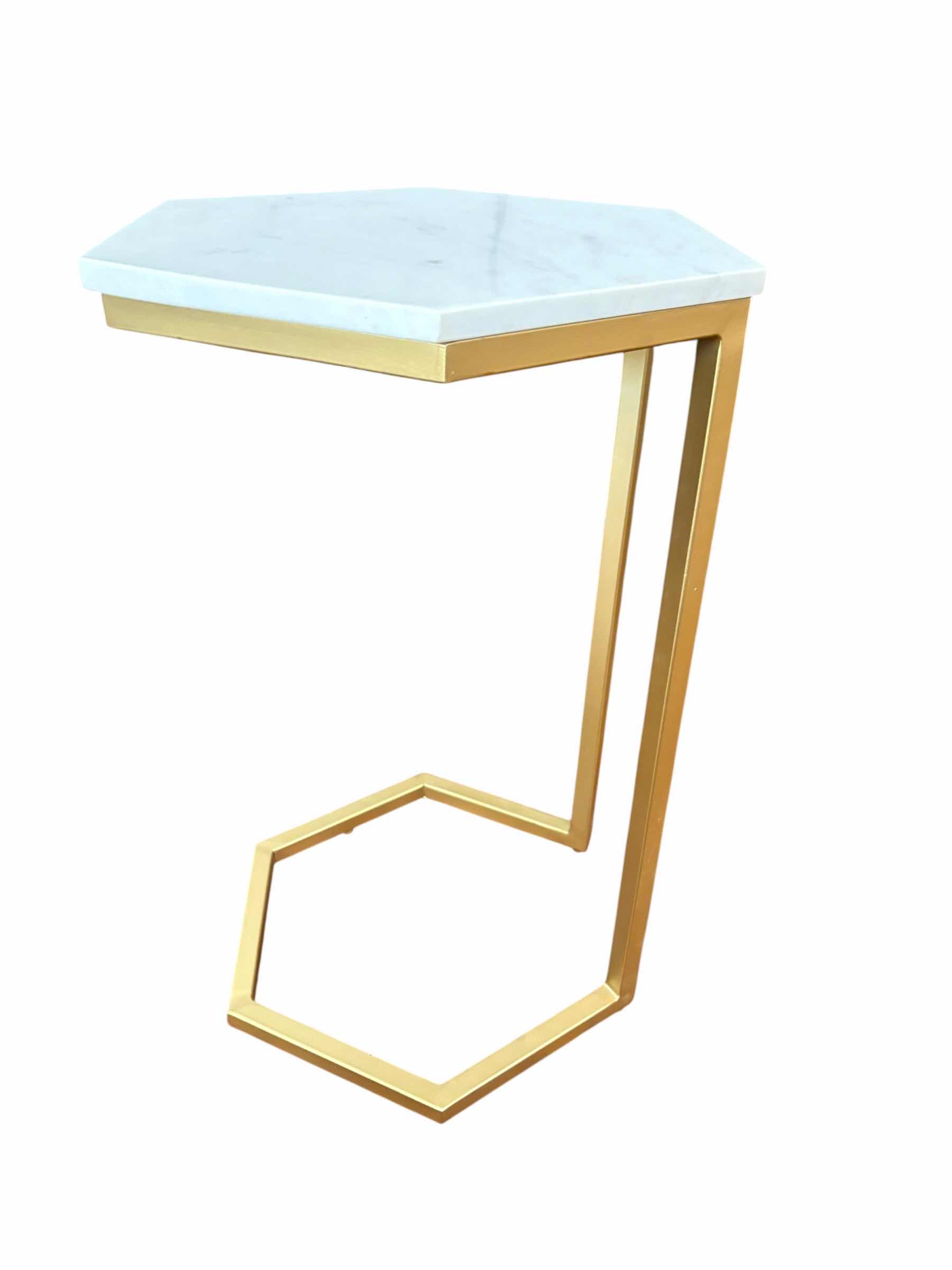 Photo 1 of MARGAUX WHITE MARBLE AND GOLD METAL C TABLE H24.5” $180
