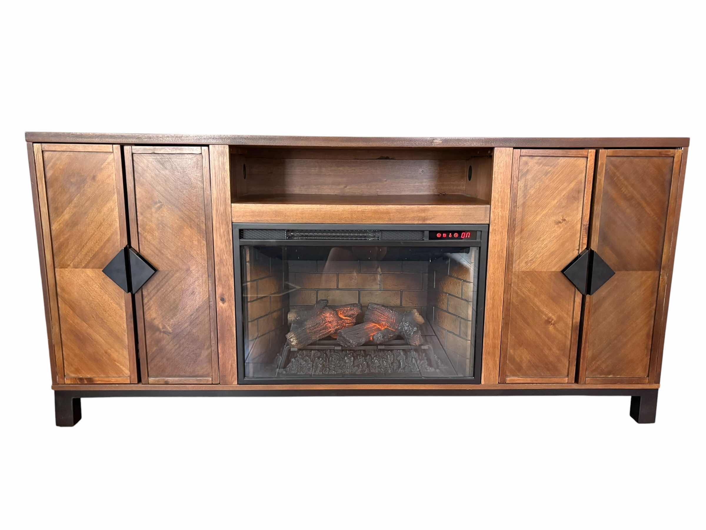 Photo 1 of DARK BROWN WALNUT STYLE TV AND FIREPLACE CONSOLE W REMOTE 66”X18”H31.5”