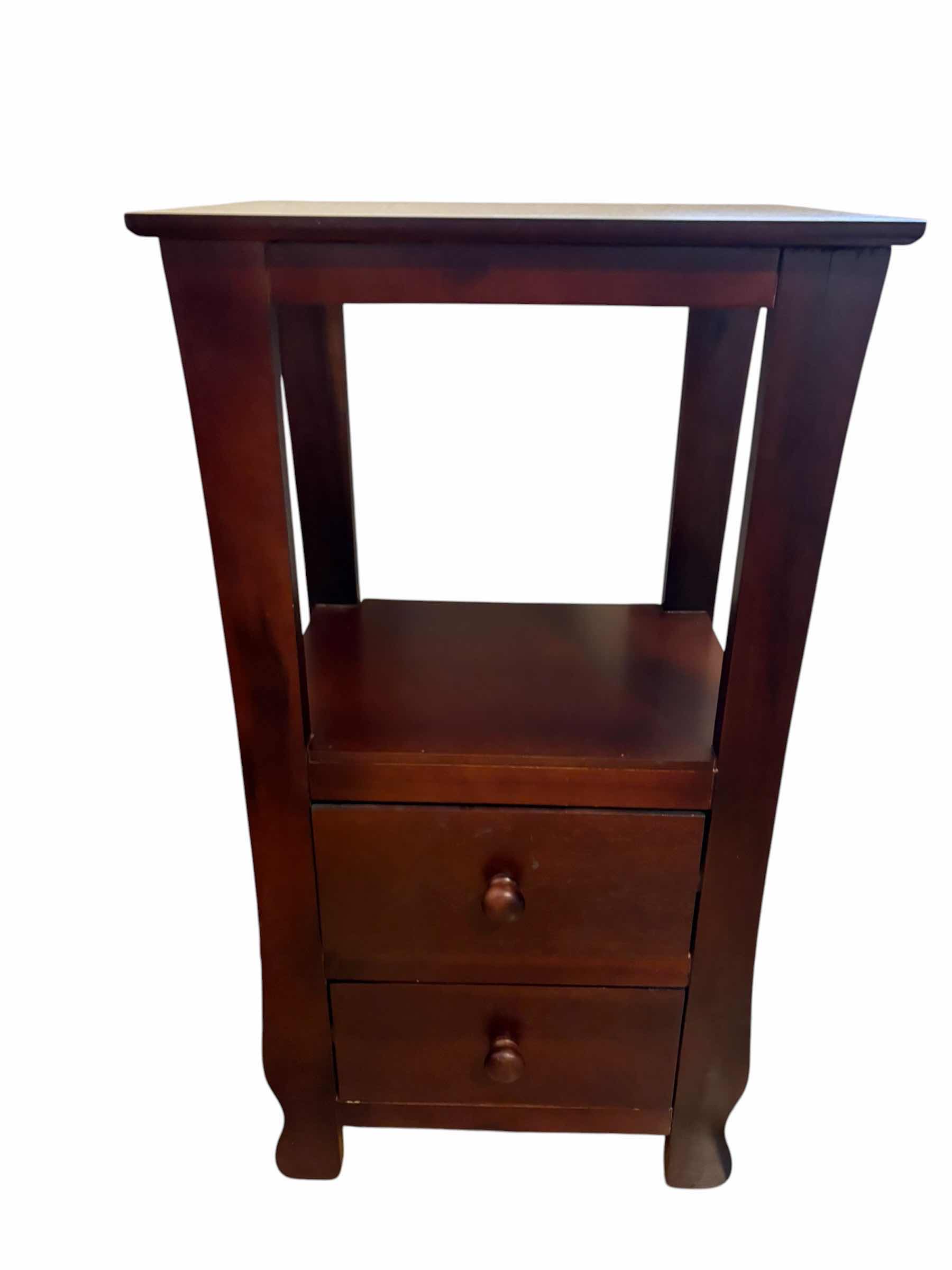 Photo 1 of 2-DRAWER ESPRESSO AND DARK BROWN FINISH STYLE ACCENT TABLE 16.X13”H30”