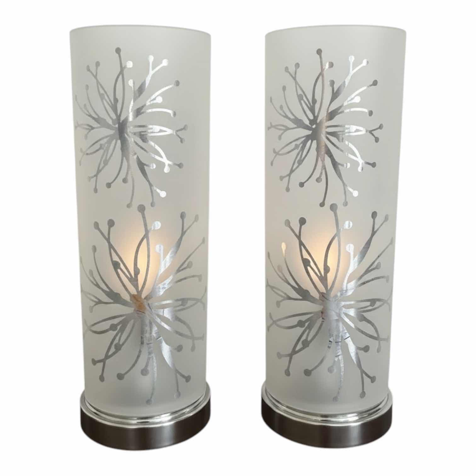 Photo 1 of (2)PCS FROSTED GLASS CYLINDER ACCENT LAMP H14” $90