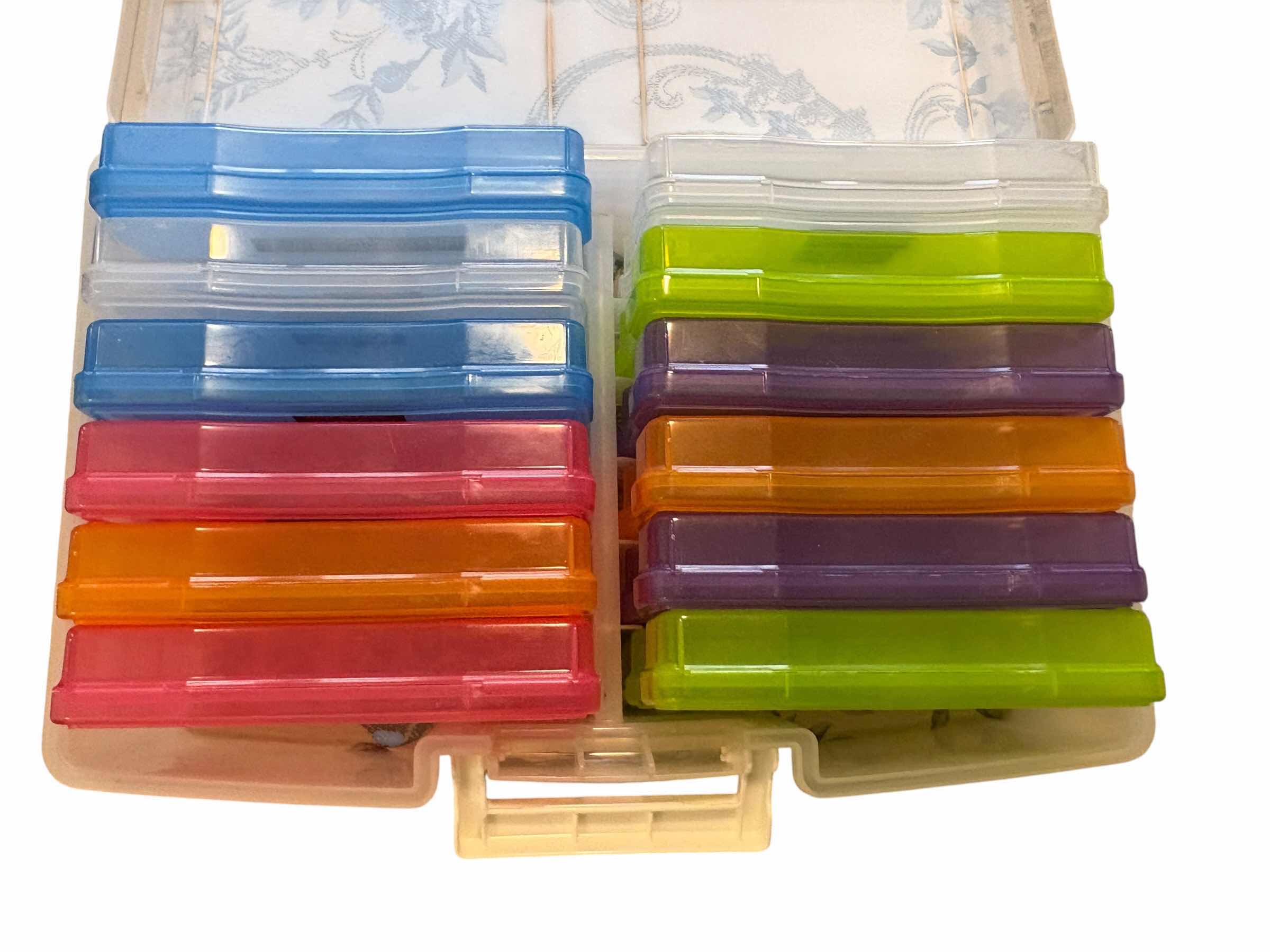Photo 1 of (2)PCS PHOTO AND CRAFT ORGANIZER CONTAINER W INDIVIDUAL ORGANIZERS INSIDE 14”X9”H5”