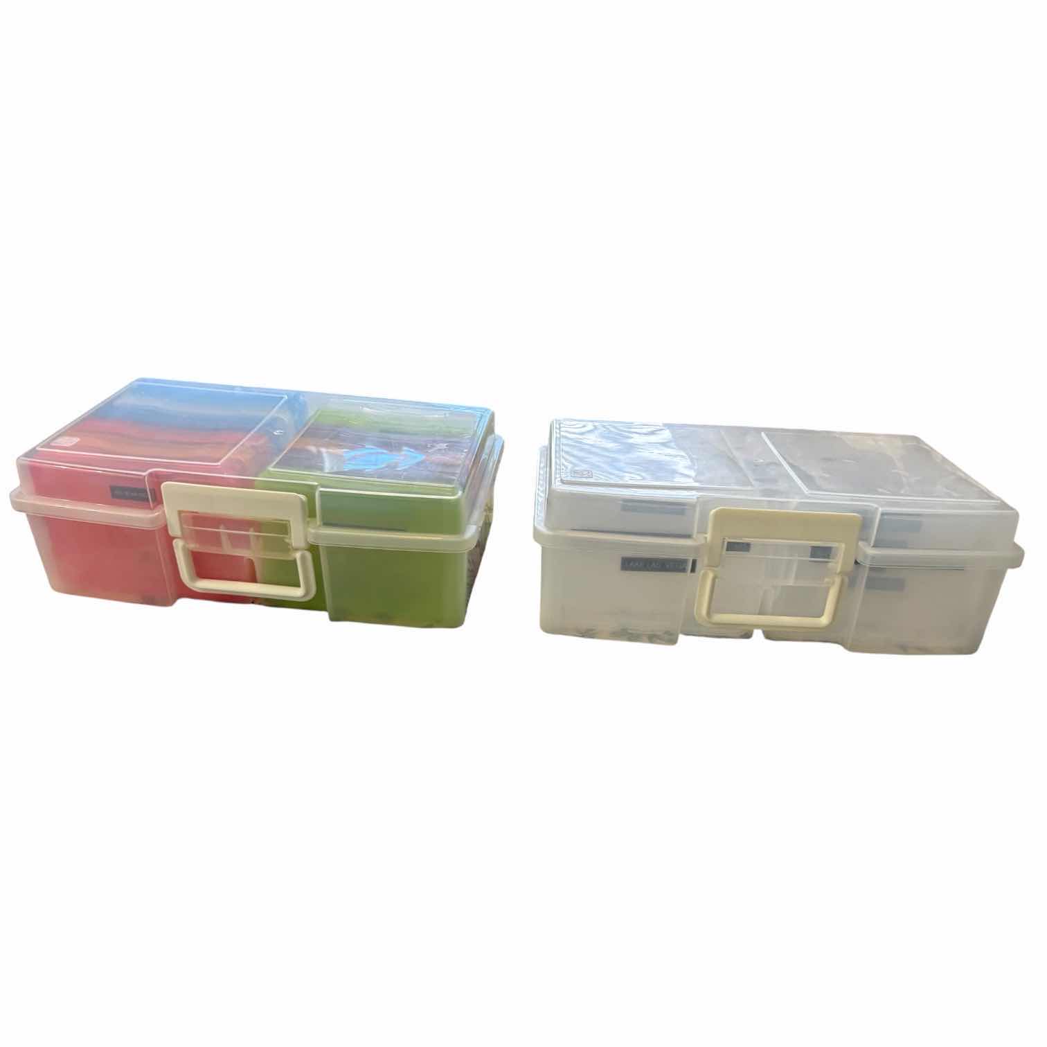 Photo 1 of (2)PCS PHOTO AND CRAFT ORGANIZER CONTAINER W INDIVIDUAL ORGANIZERS INSIDE 14”X9”H5”