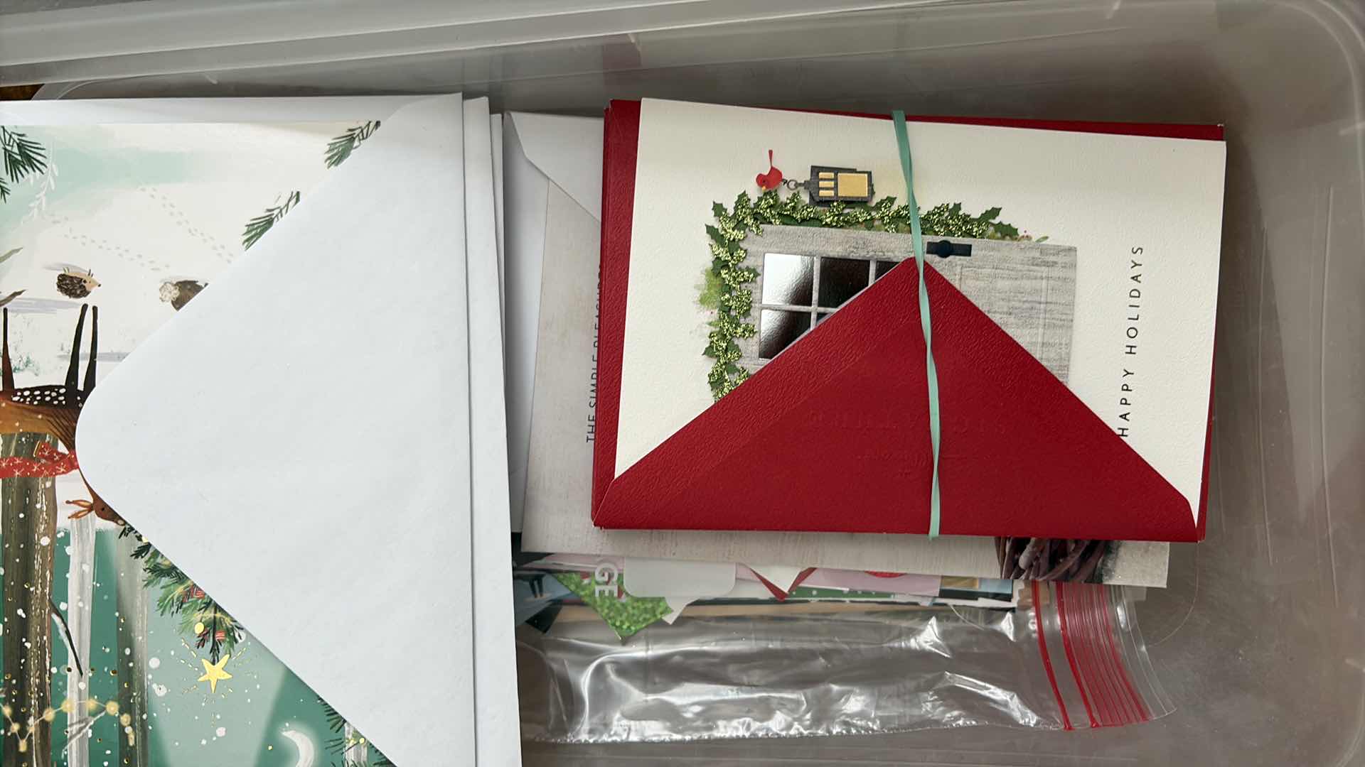 Photo 1 of (2)CONTAINERS FULL OF BLANK CARDS-CHRISTMAS, THANK YOU, HAPPY BIRTHDAY, AND MORE