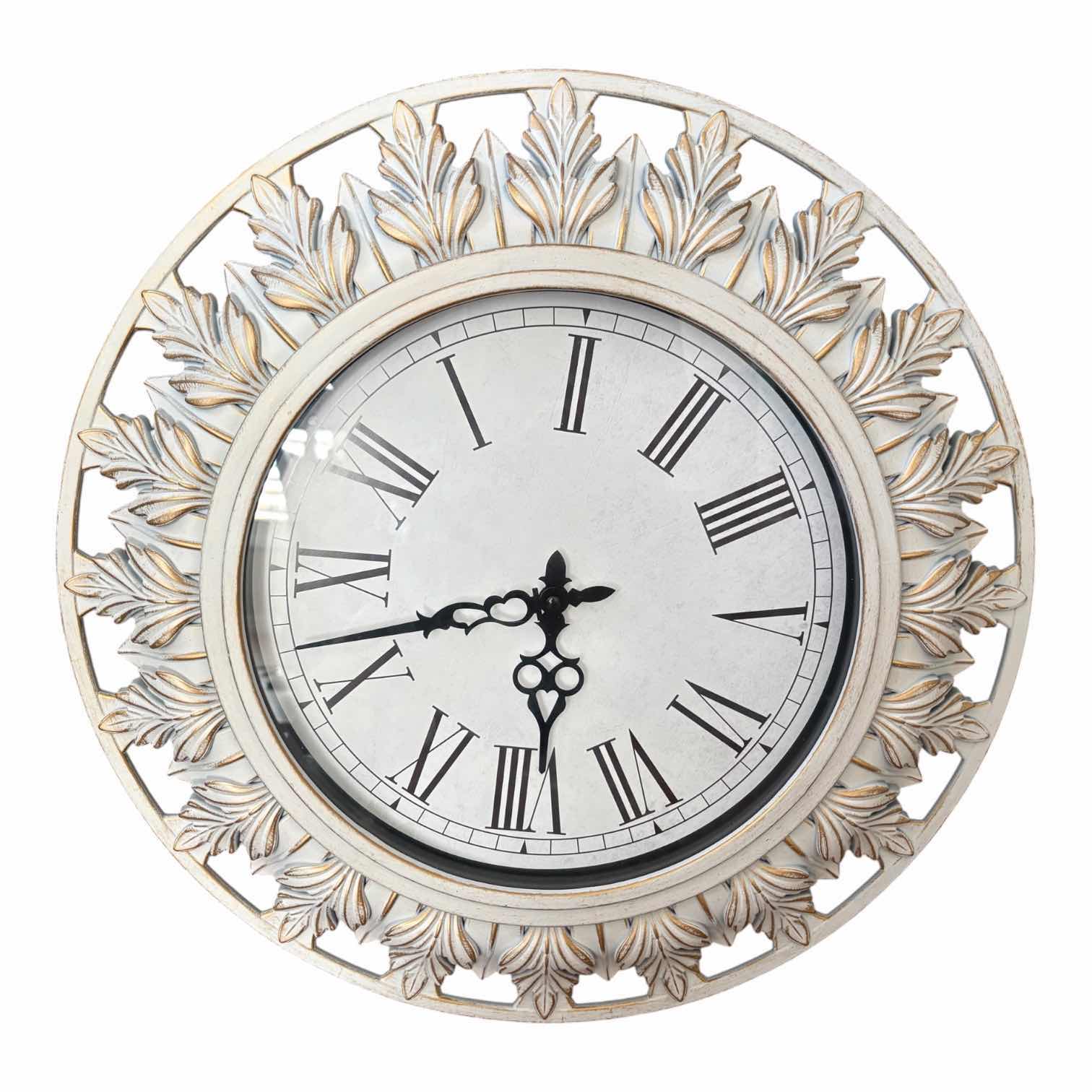 Photo 1 of WHITE W GOLD EMBOSSING PLASTIC WALL CLOCK D20”