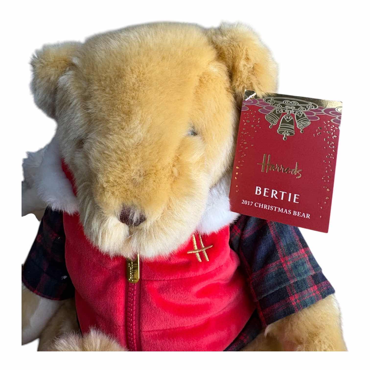 Photo 1 of HARRODS BERTIE 2017 CHRISTMAS BEAR W ORIGINAL TAGS H12”
