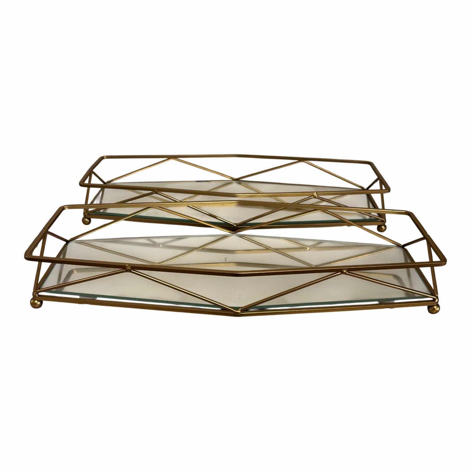 Photo 1 of VINTAGE MIRRORED VANITY TRAYS (2) 14.5”L