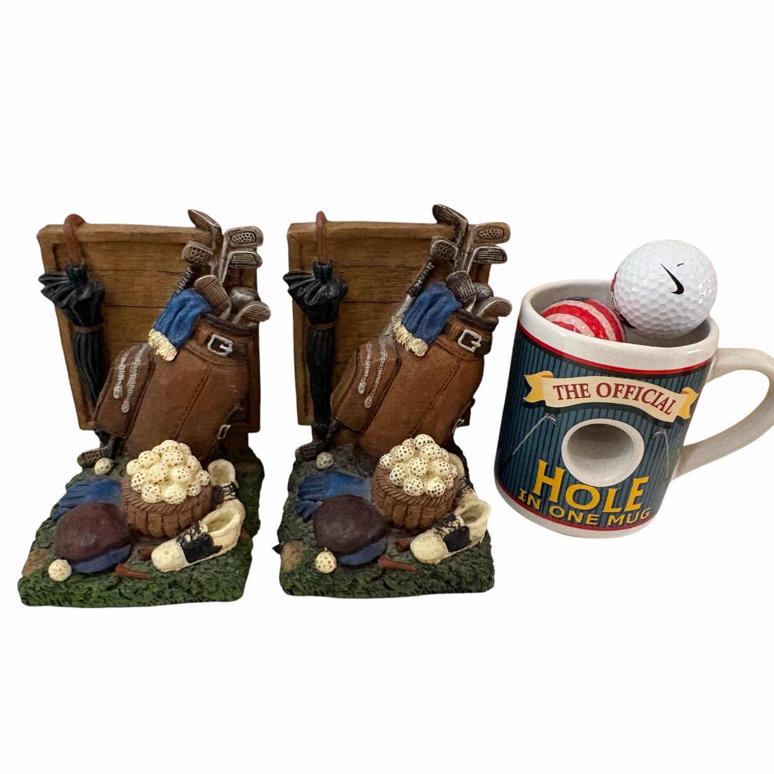 Photo 1 of (6)PCS GOLF FRAME, BOOK ENDS, TEES AND GOLF BALLS
