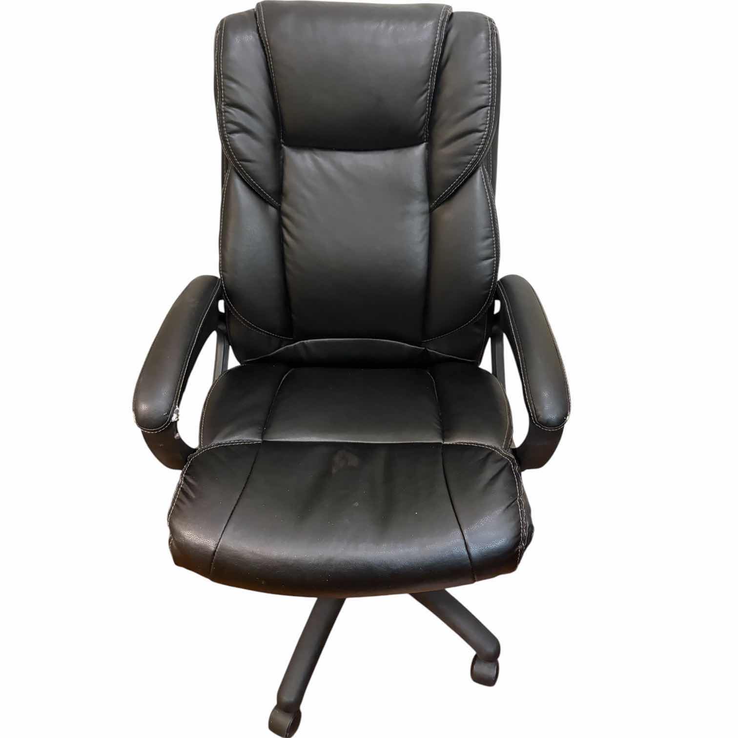 Photo 1 of PLEATHER BLACK OFFICE CHAIR SEAT H19.5” TOTAL H45” (SEE NOTES)